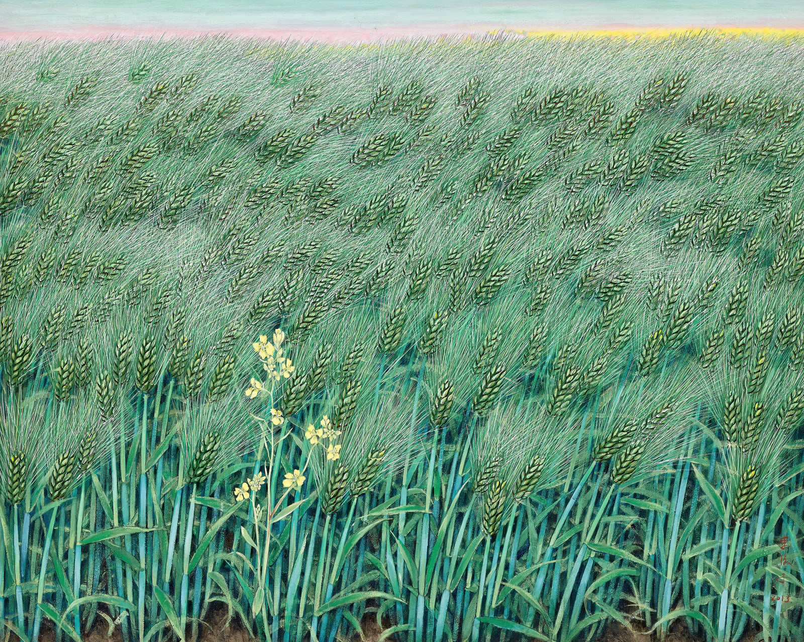 Sookja Lee, 유채꽃이 있는 청맥 II The Blue Barley With Rape Flowers II , 2013