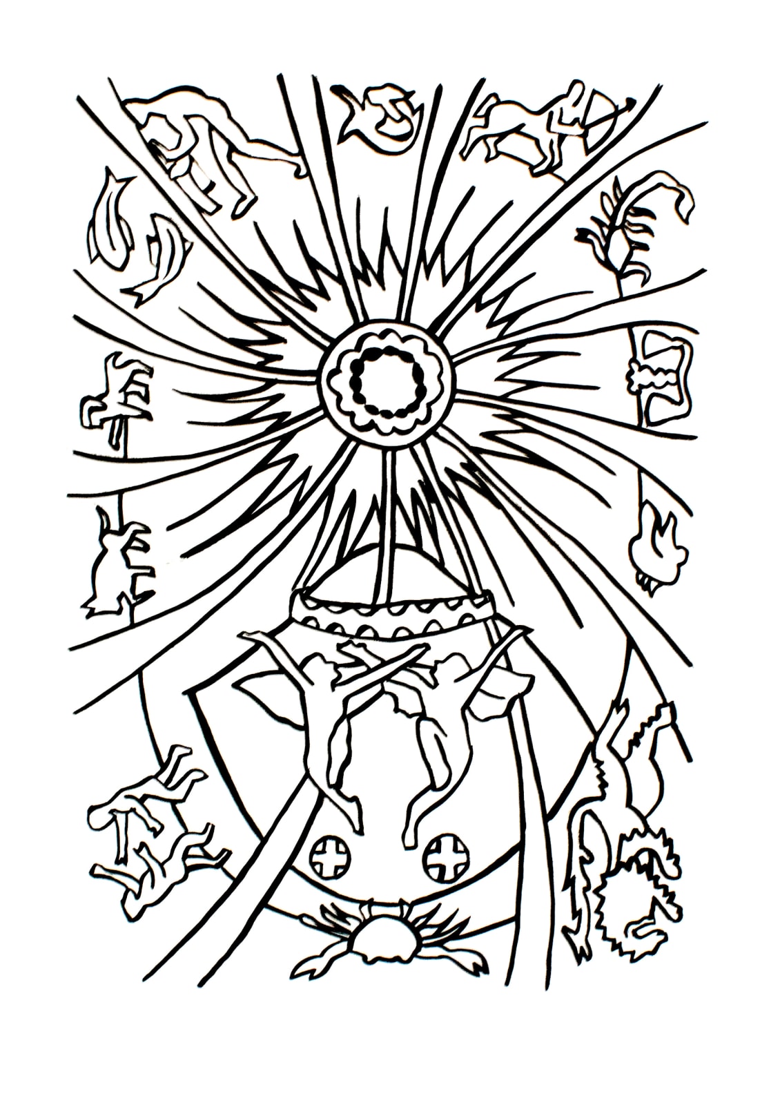 Black and white tarot drawing