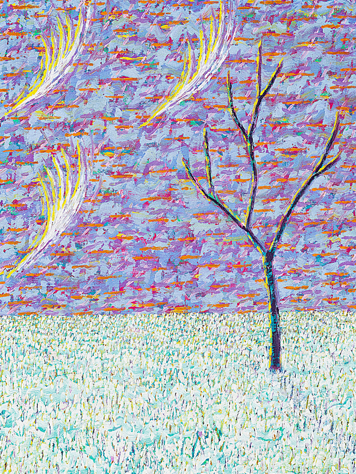 A skinny tree with some stars