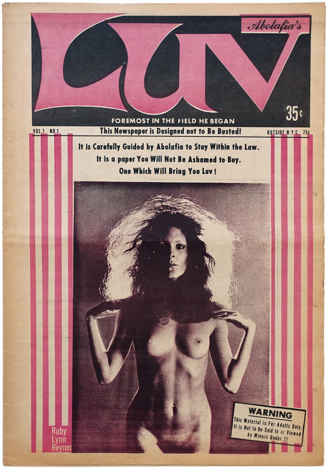 Luv magazine cover featuring a fully nude woman