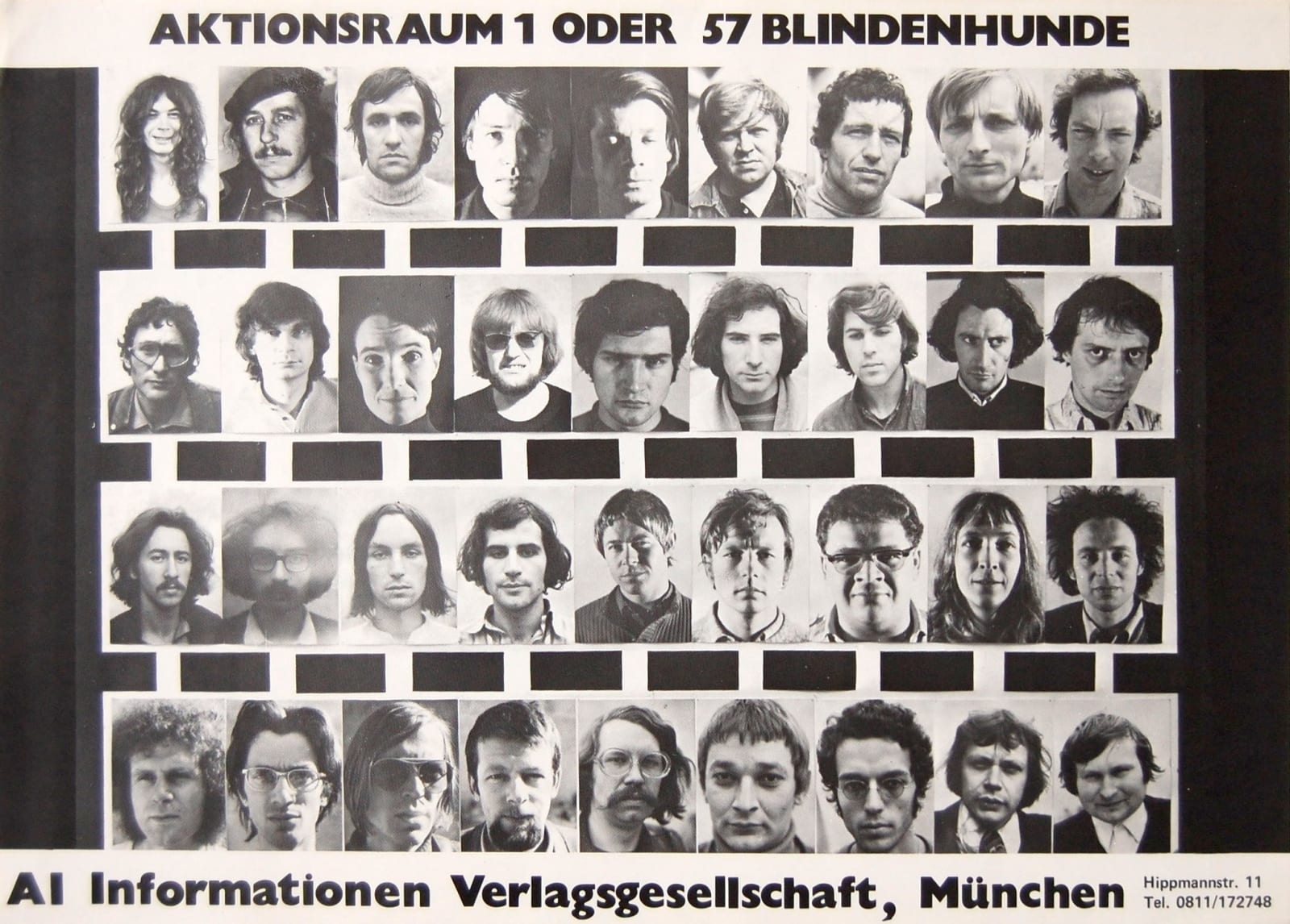 Poster from Aktionsraum 1, portraits of all 35 members of Aktionsraum