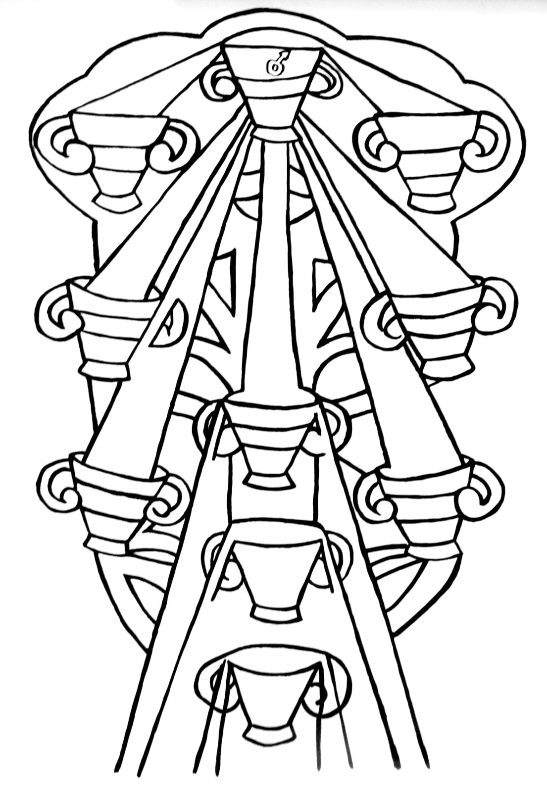 Black and white tarot drawing