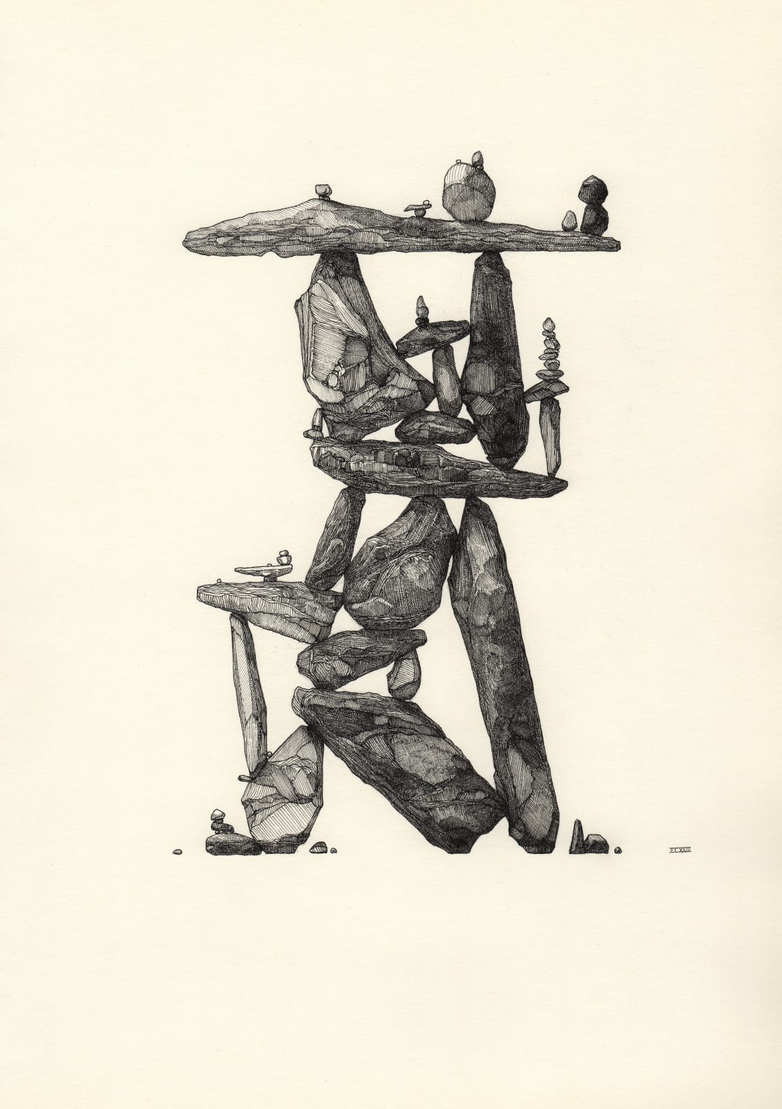 Drawing of rock stack