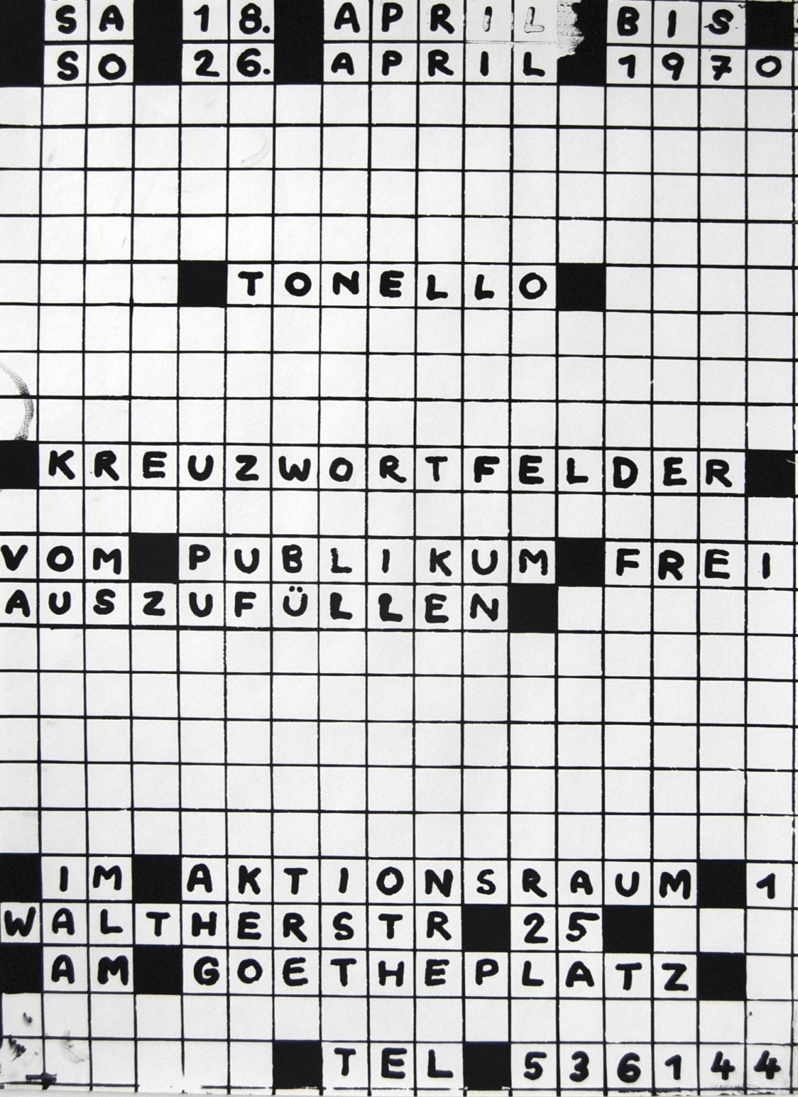 Poster from Aktionsraum 1, crossword puzzle