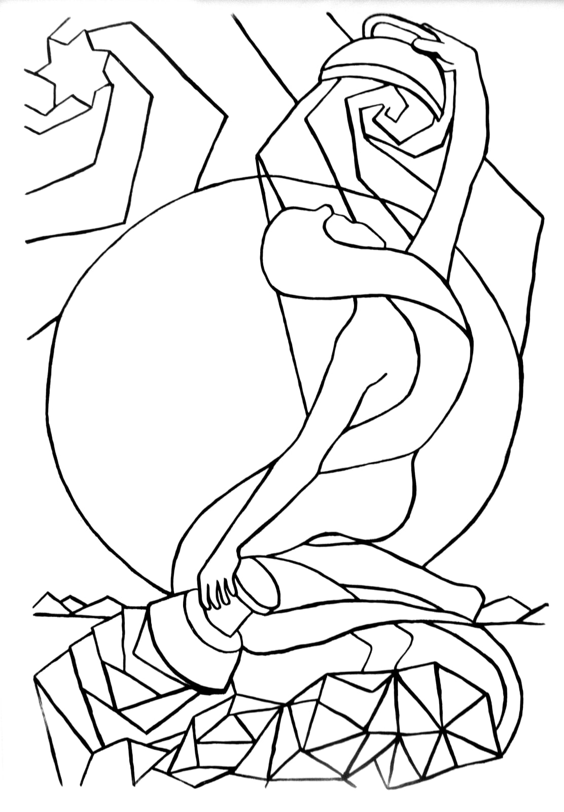 Black and white tarot drawing