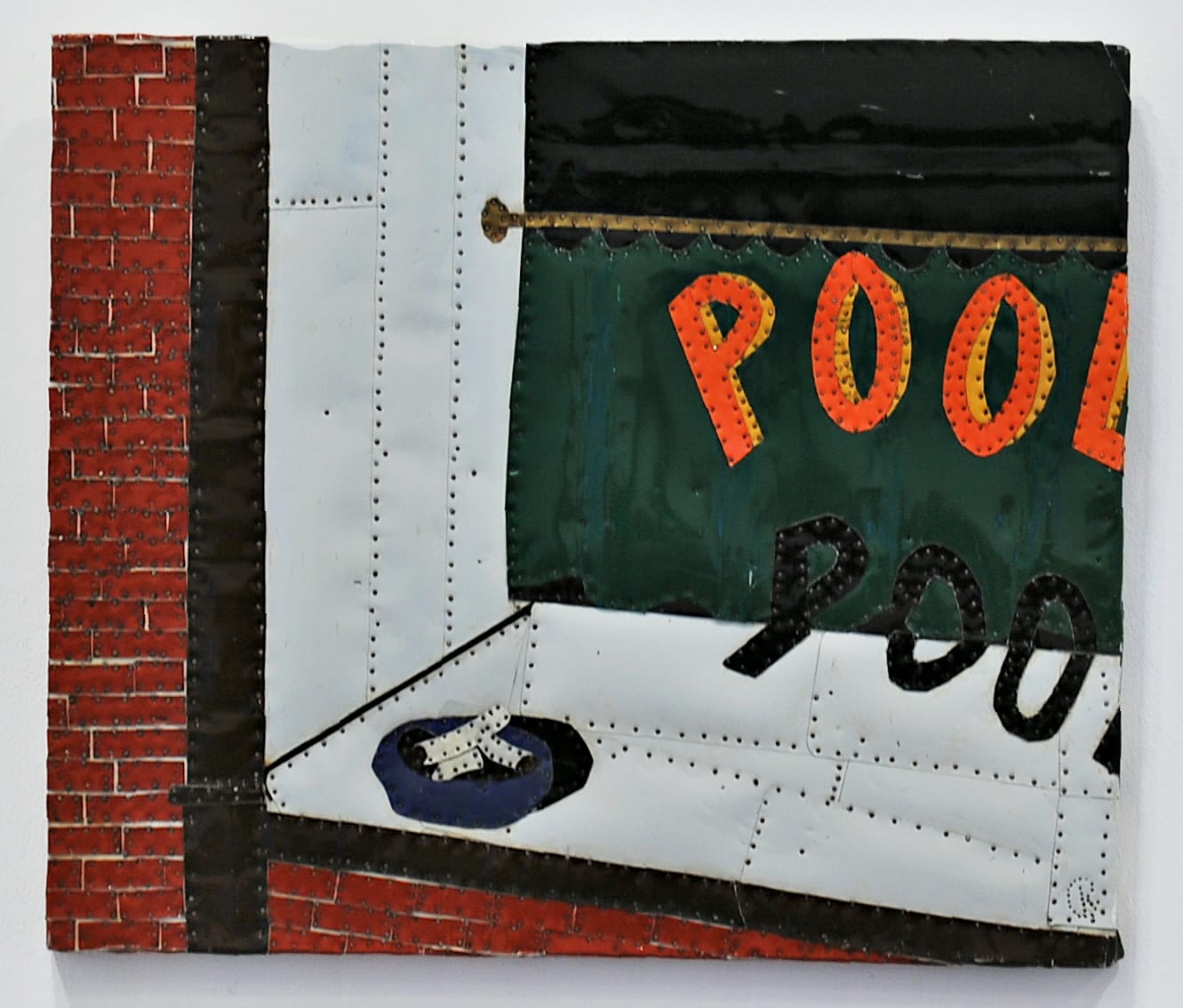 A composition made from strips of colored tin