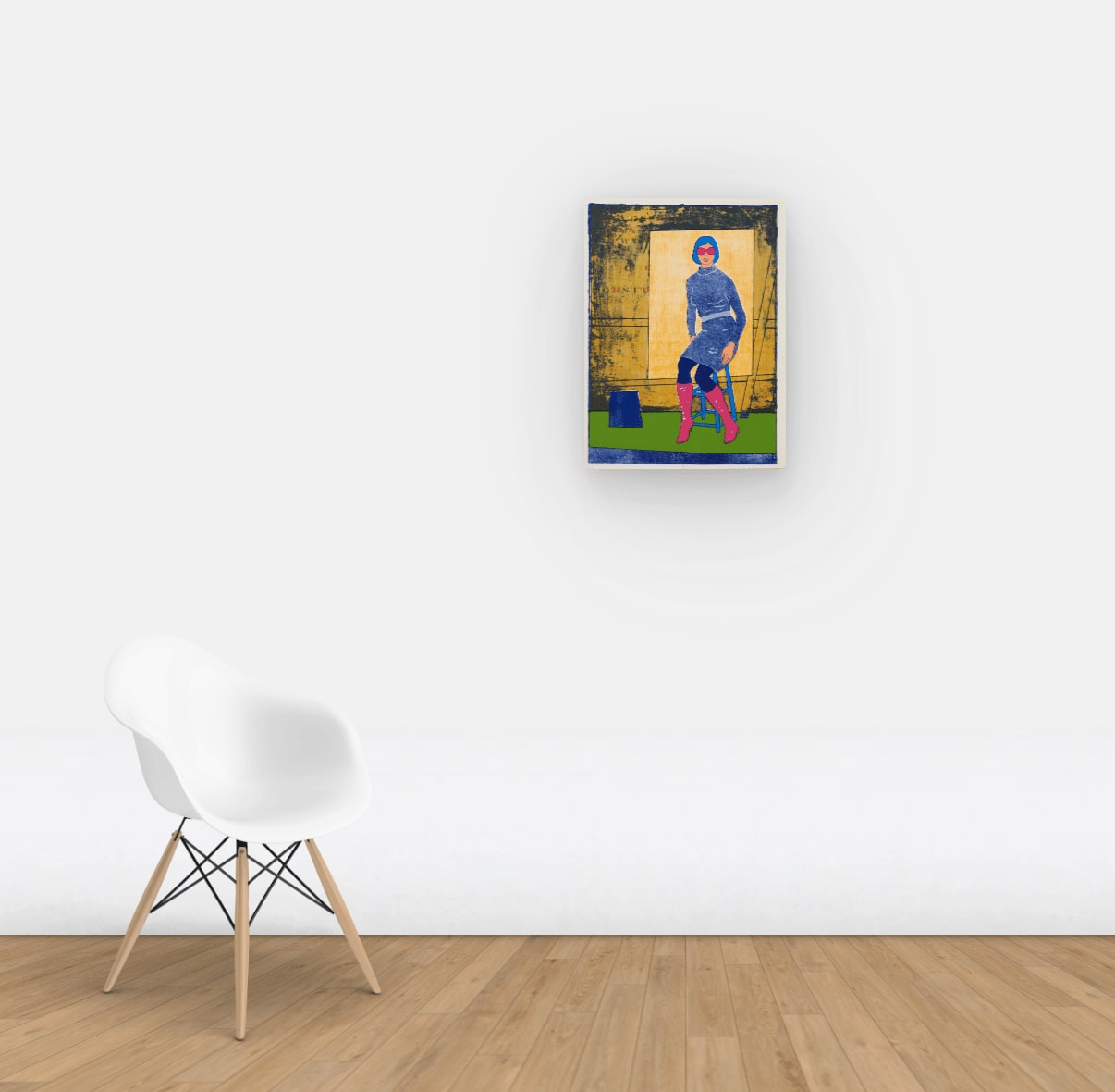 View on wall of Painting of female body varying and repeating pages