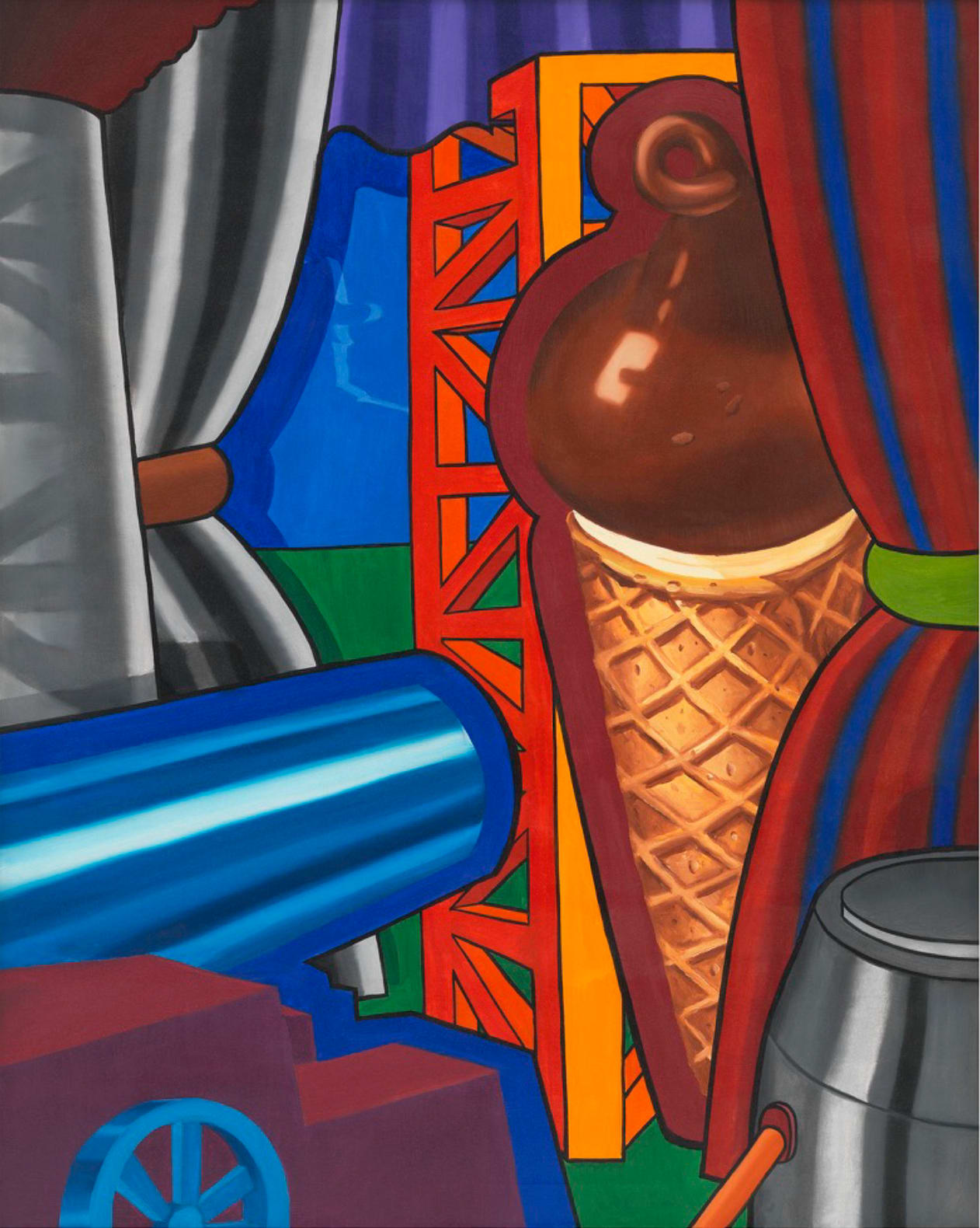 Multicolored painting of canon and icecream