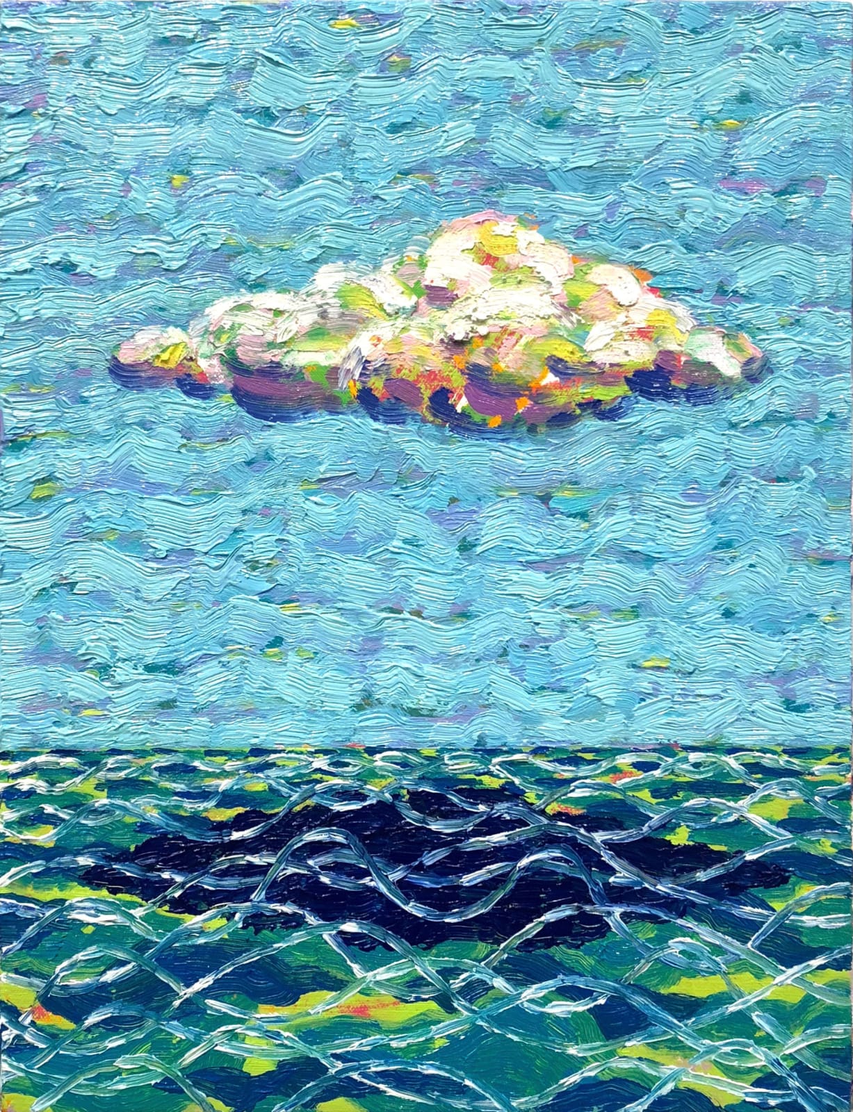 A cloud over a body of water