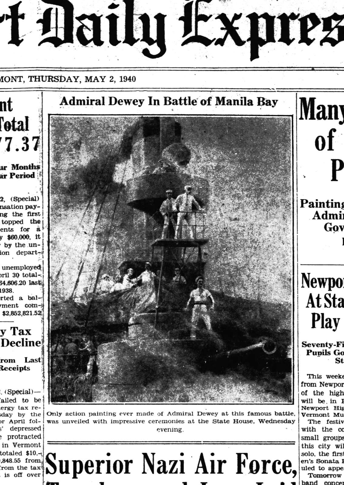 "Admiral Dewey In Battle of Manilla Bay" in the Newport Daily Express, May 2, 1940