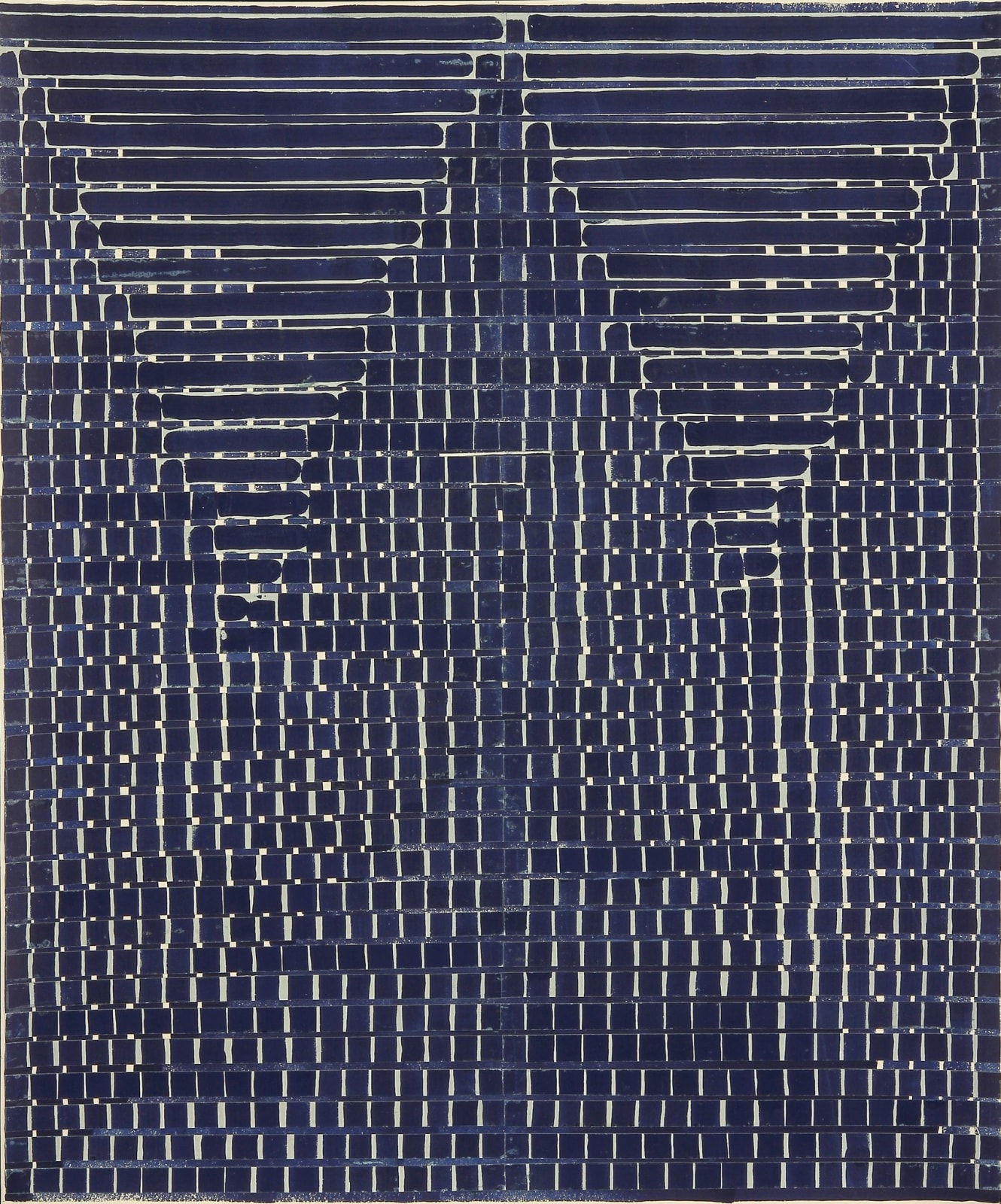 Collage grid of black, blue and white stripes