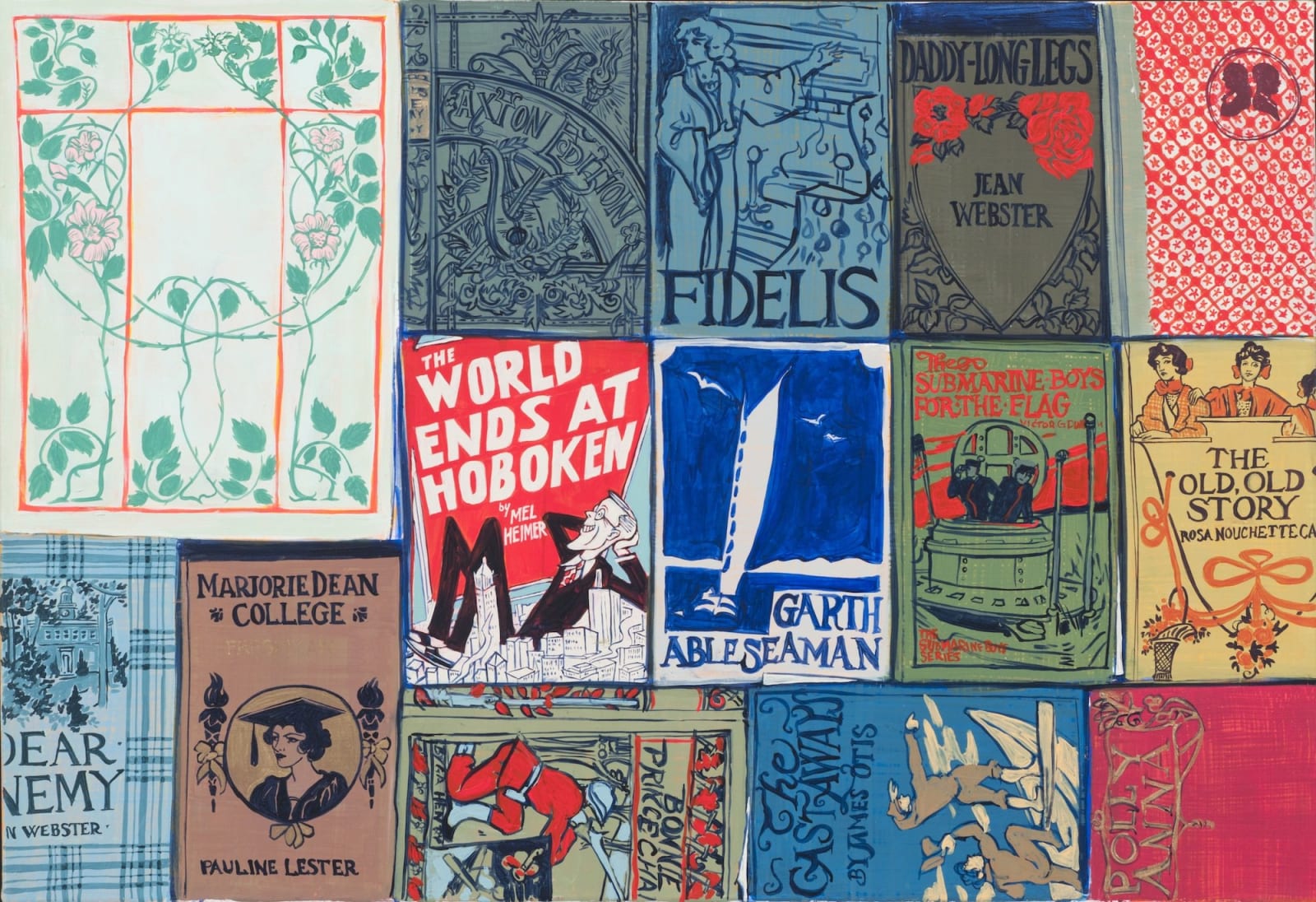 rendering of a grid of books