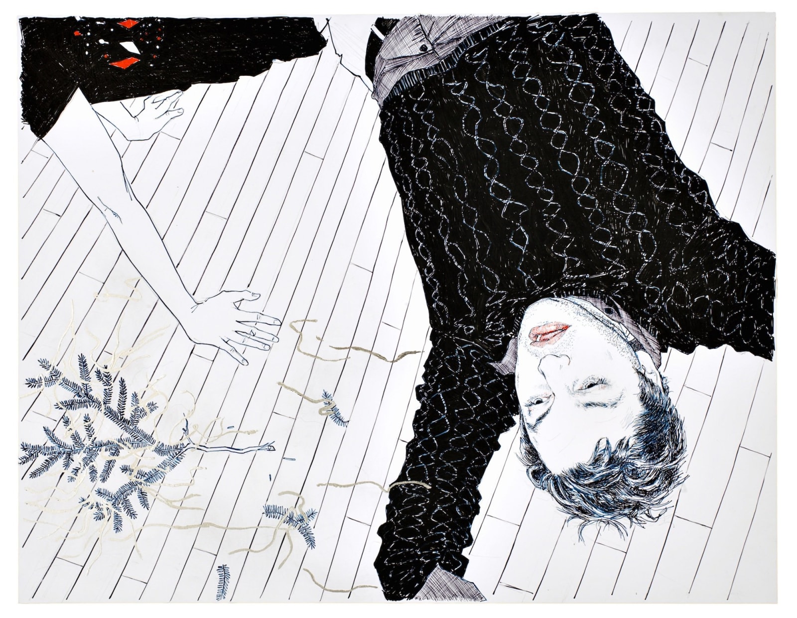 Portrait of a man in a sweater on the floor
