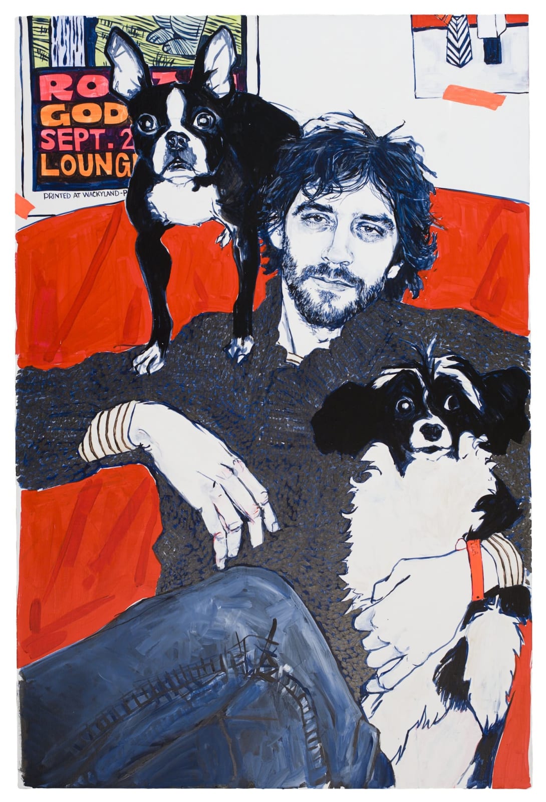 Portrait of a man with two dogs