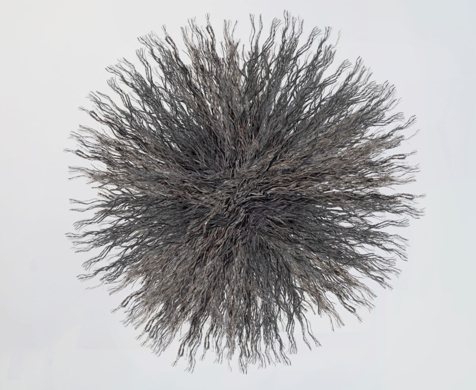 Artwork composed of a circular starburst shaped bundle of wire rope