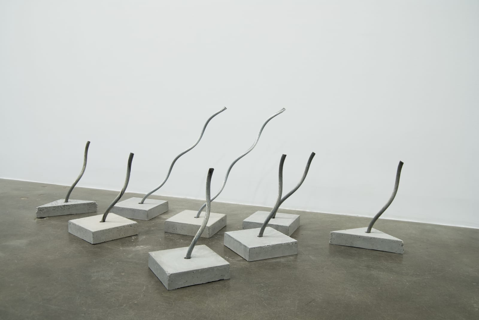 Various shaped cement slabs with metal wire inserted