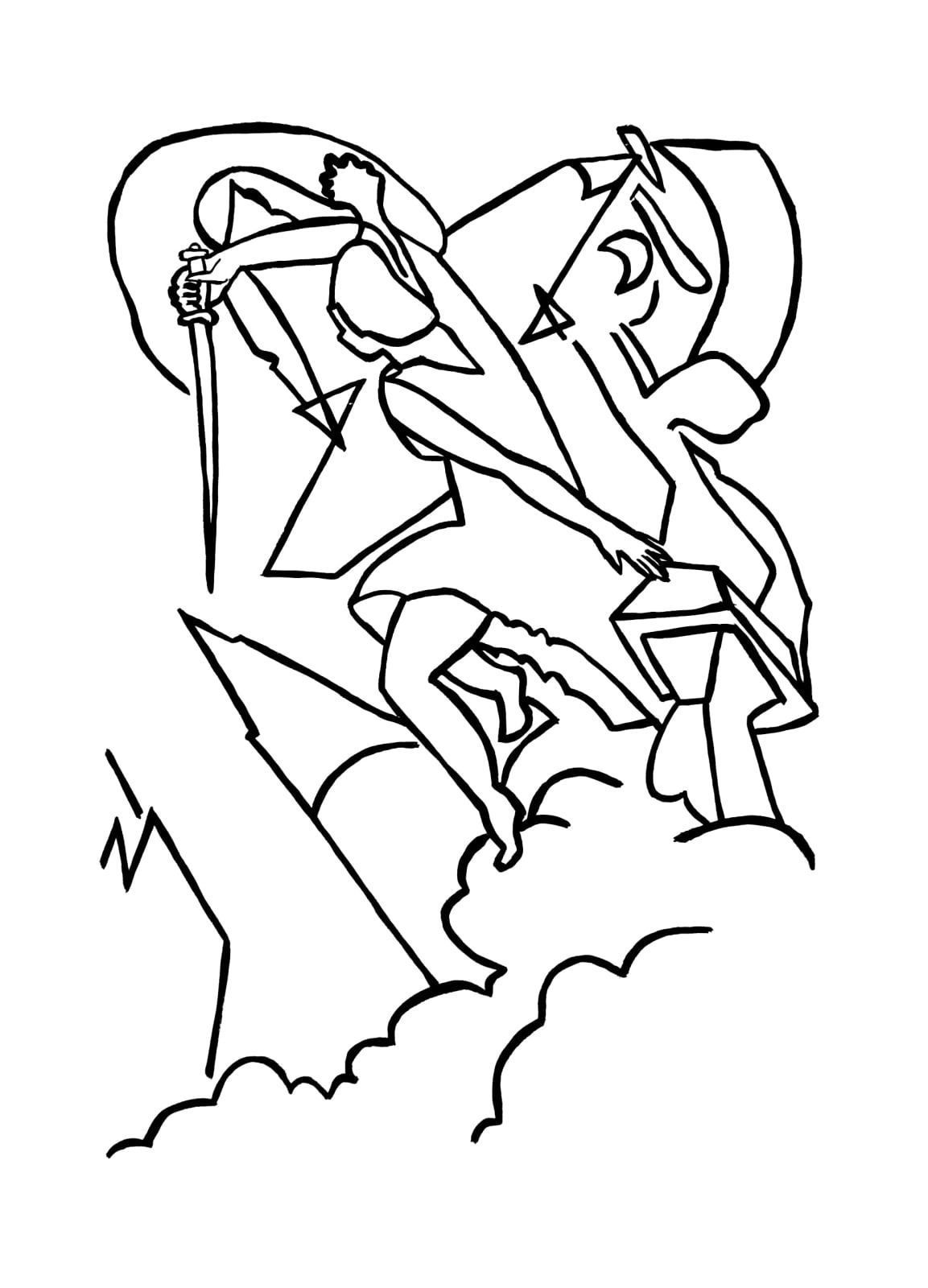 Black and white tarot drawing