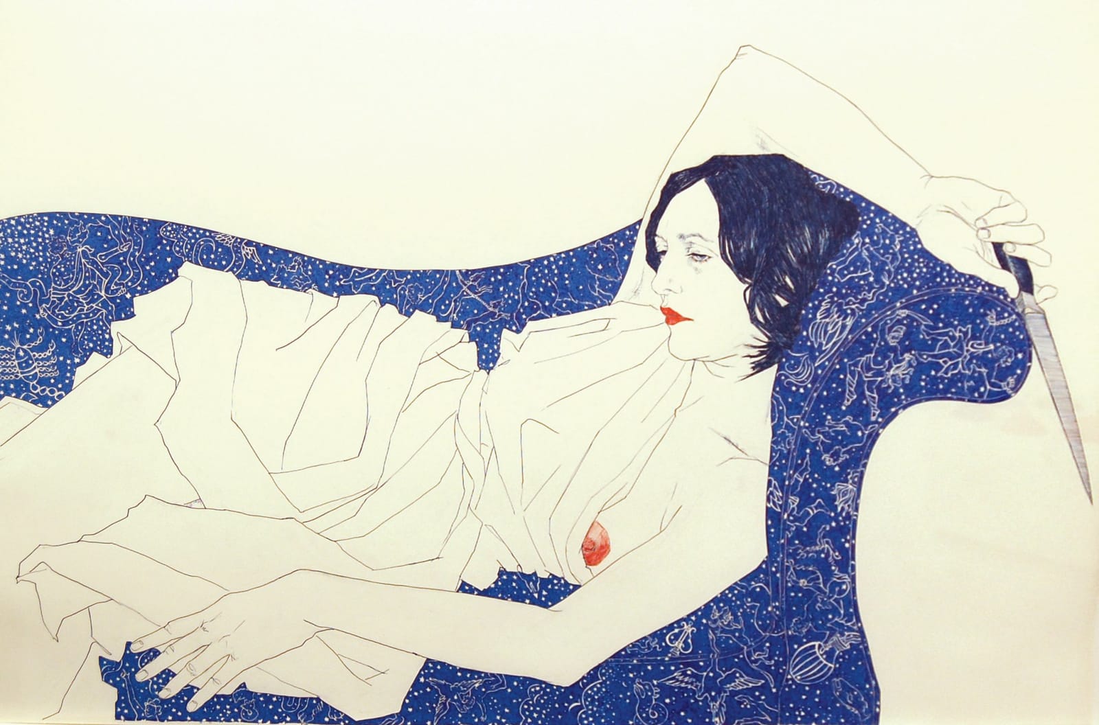 Portrait of a woman holding a knife