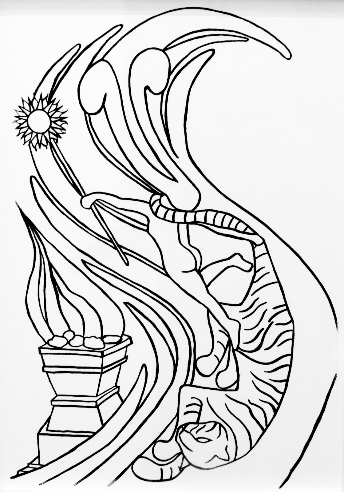 Black and white tarot drawing