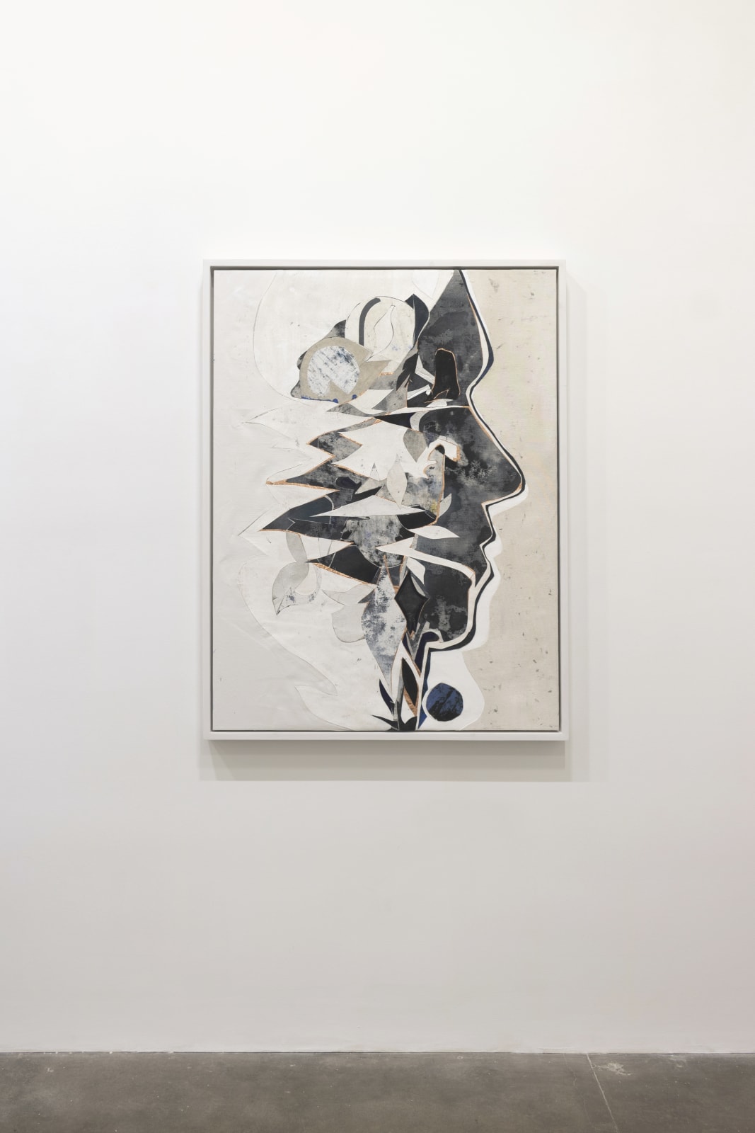 Abstract collage created from cut-up paintings and studio detritus.