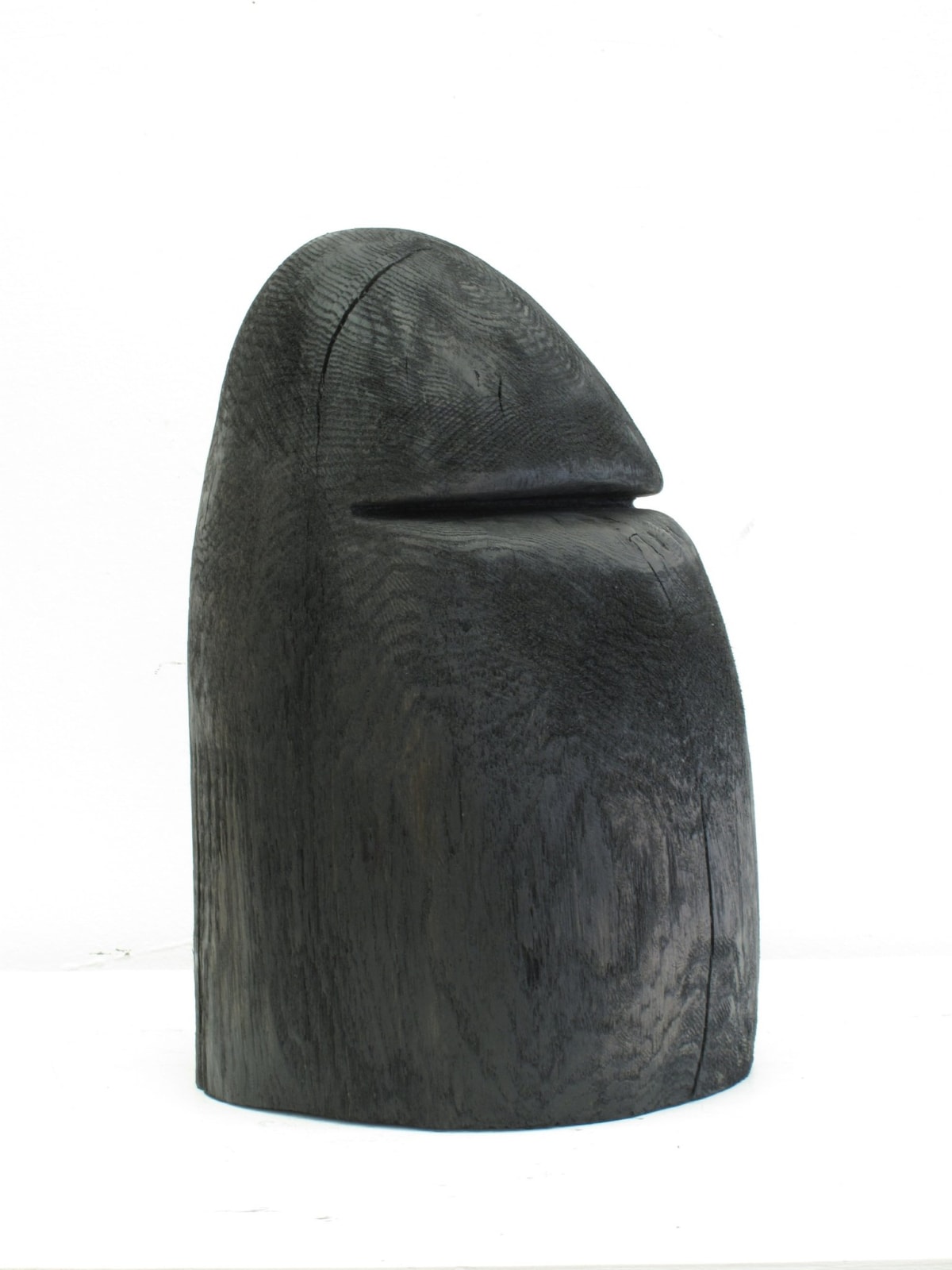 Carved wood sculpture with cartoon anatomical elements