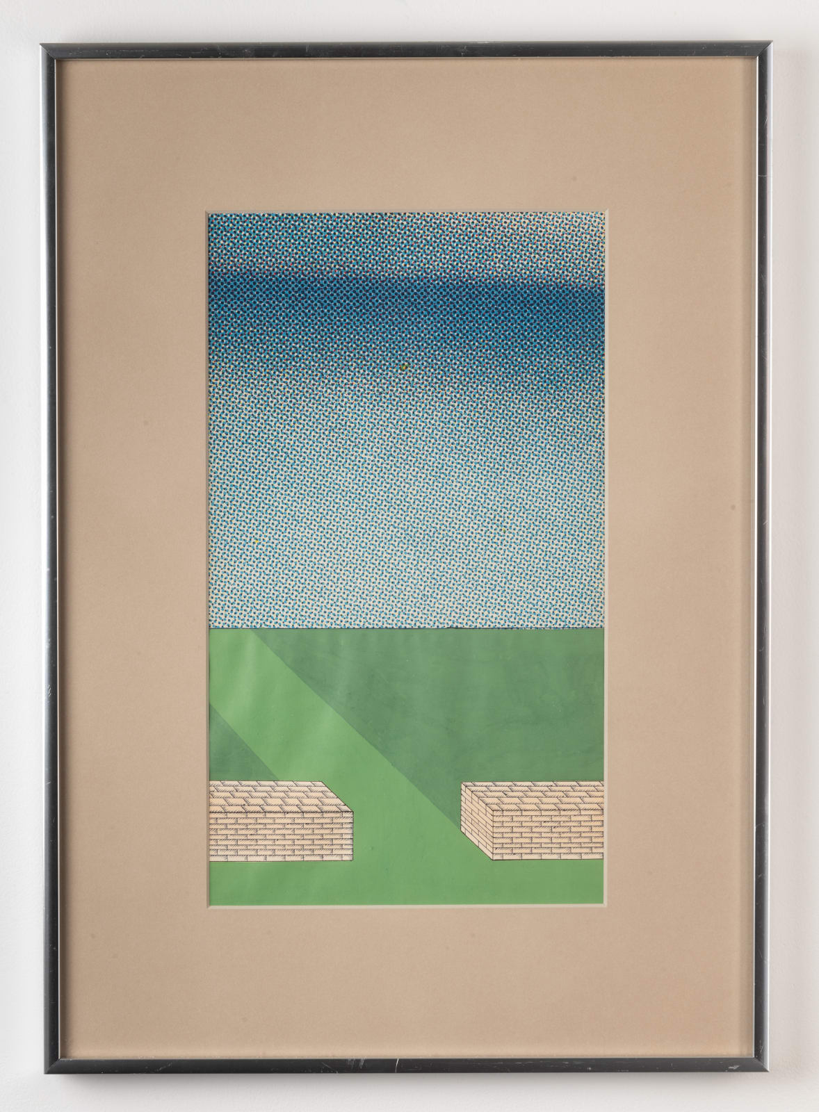 Landscape with two brick walls on each side