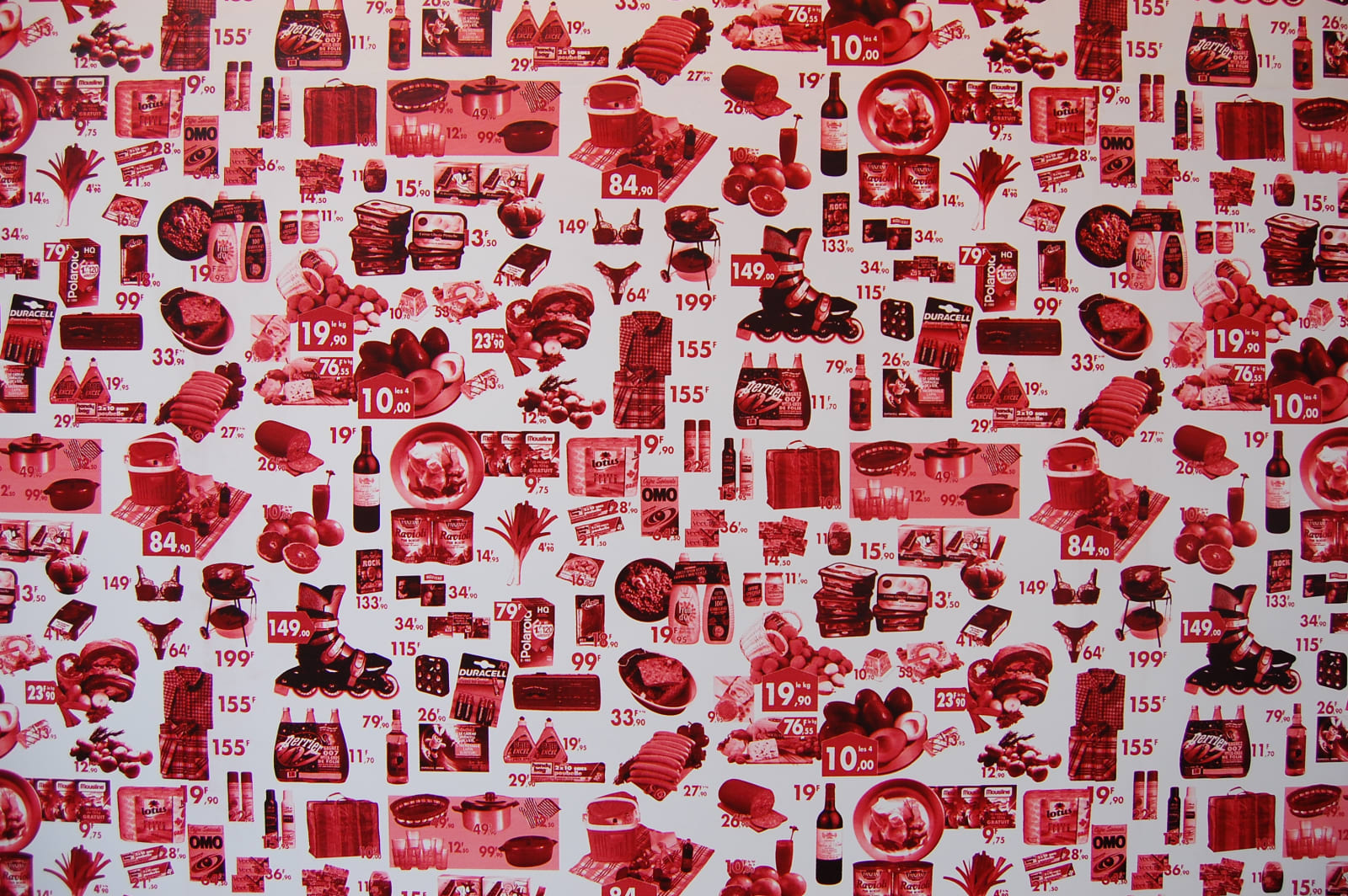 Collage with many red objects