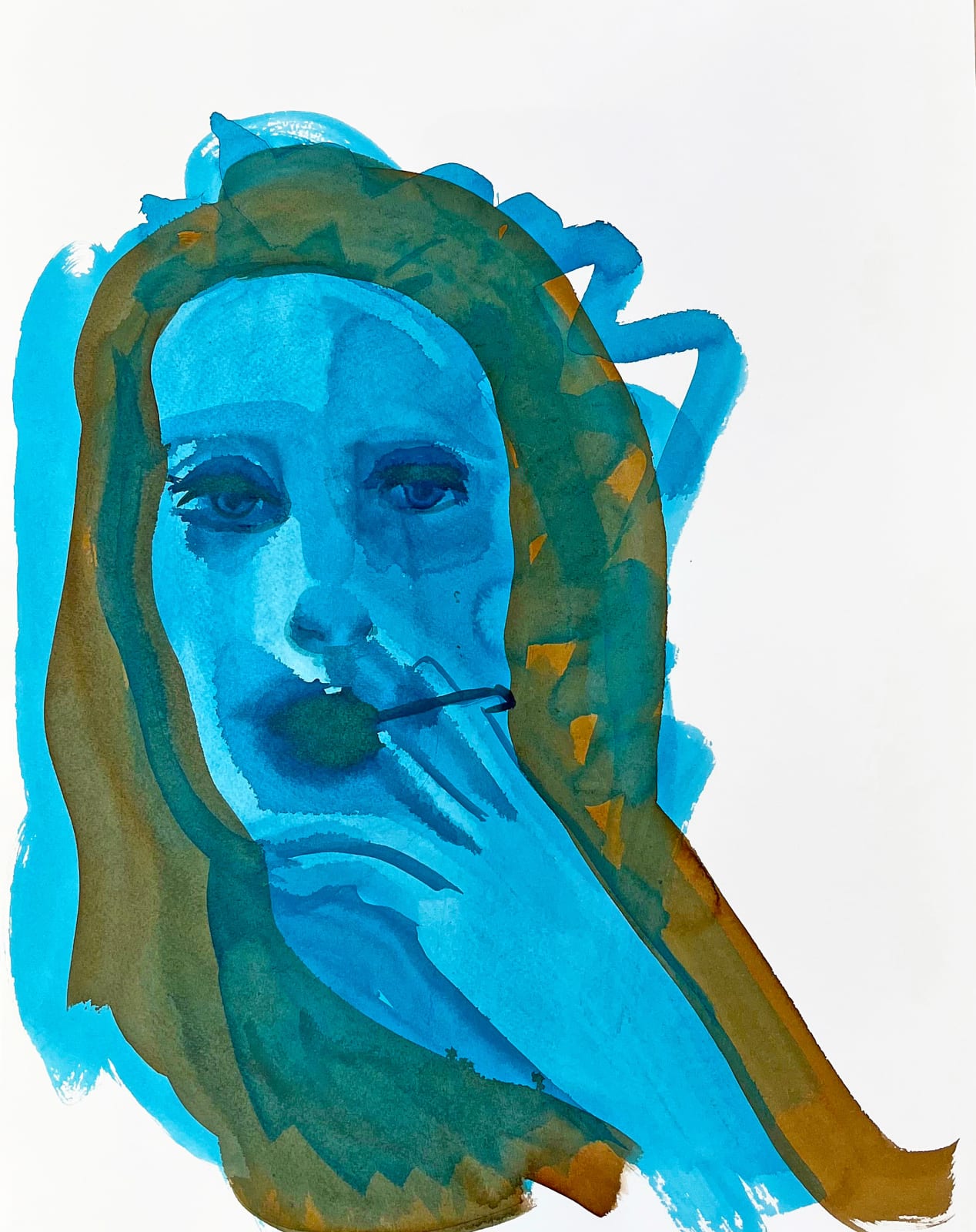 Suzy Spence, Blue woman (smoking), 2023