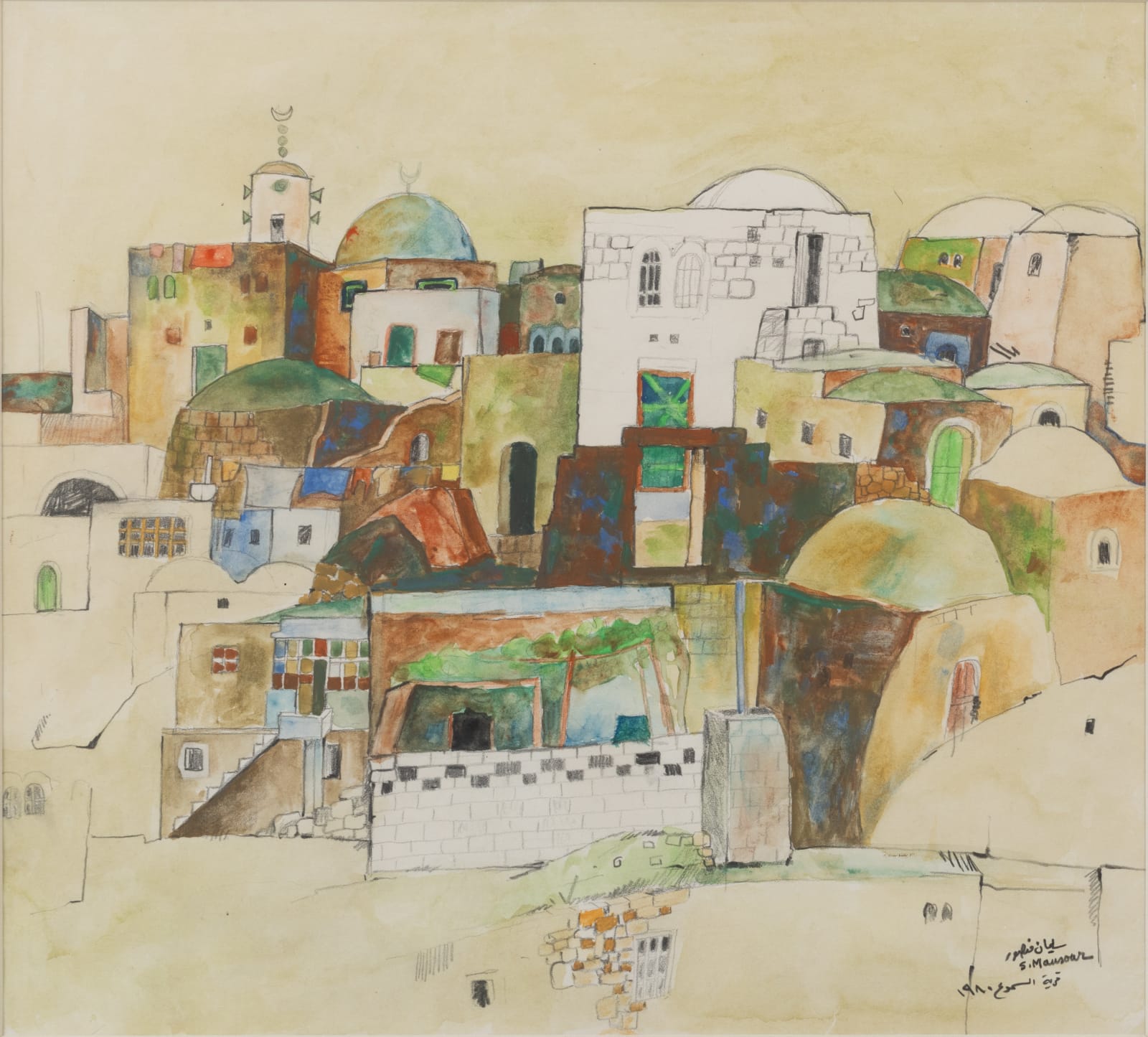 Sliman Mansour, Al Samoo’ village, 1980