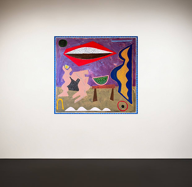 Nasser Almulhim Funky camel chasing a watermelon, 2025 Acrylic and oil pastel on canvas 200 x 200 cm 78 3/4 x 78 3/4 in