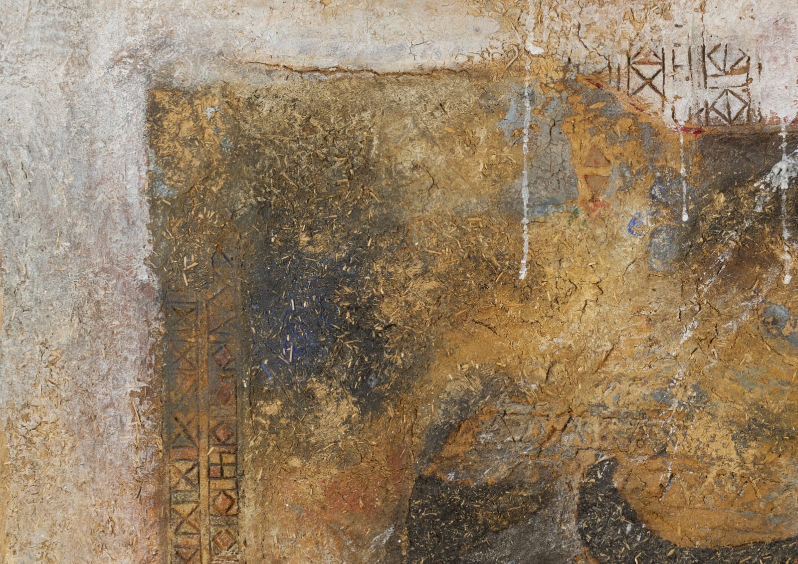 Sliman Mansour, The Village mud on wood, 1990