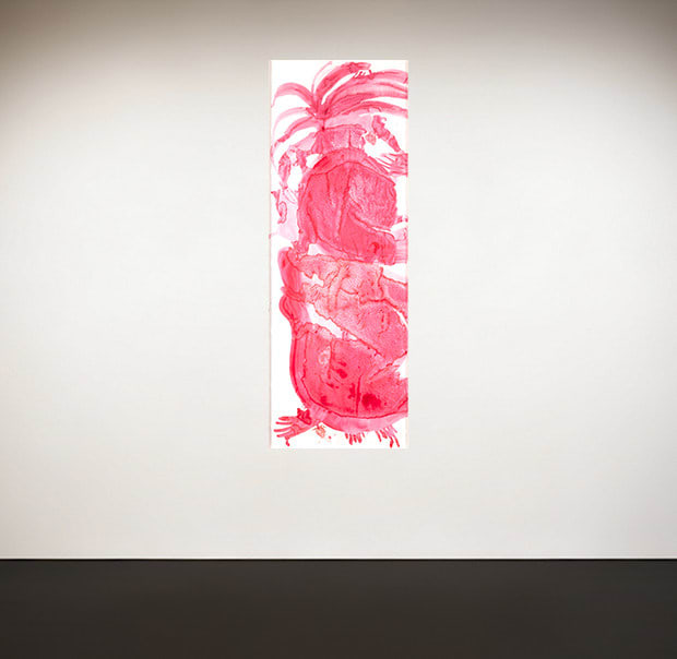 Alymamah Rashed My Reds Will Grow A Strawberry Field #1, 2024 Watercolor and dry pastel on paper 260 x 90 cm 102 3/8 x 35 3/8 in (C01013)