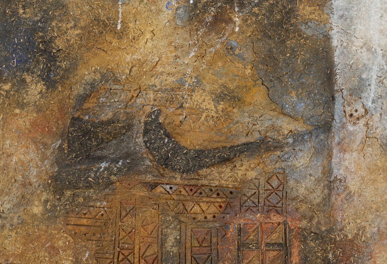 Sliman Mansour, The Village mud on wood, 1990