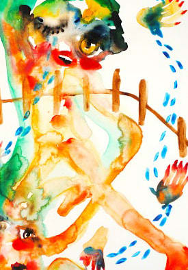 Alymamah Rashed Think of Me When My Name Dances Around Your Halo, 2019 Watercolor on paper 48.3 x 33 cm 19 x 13 in (C00689)