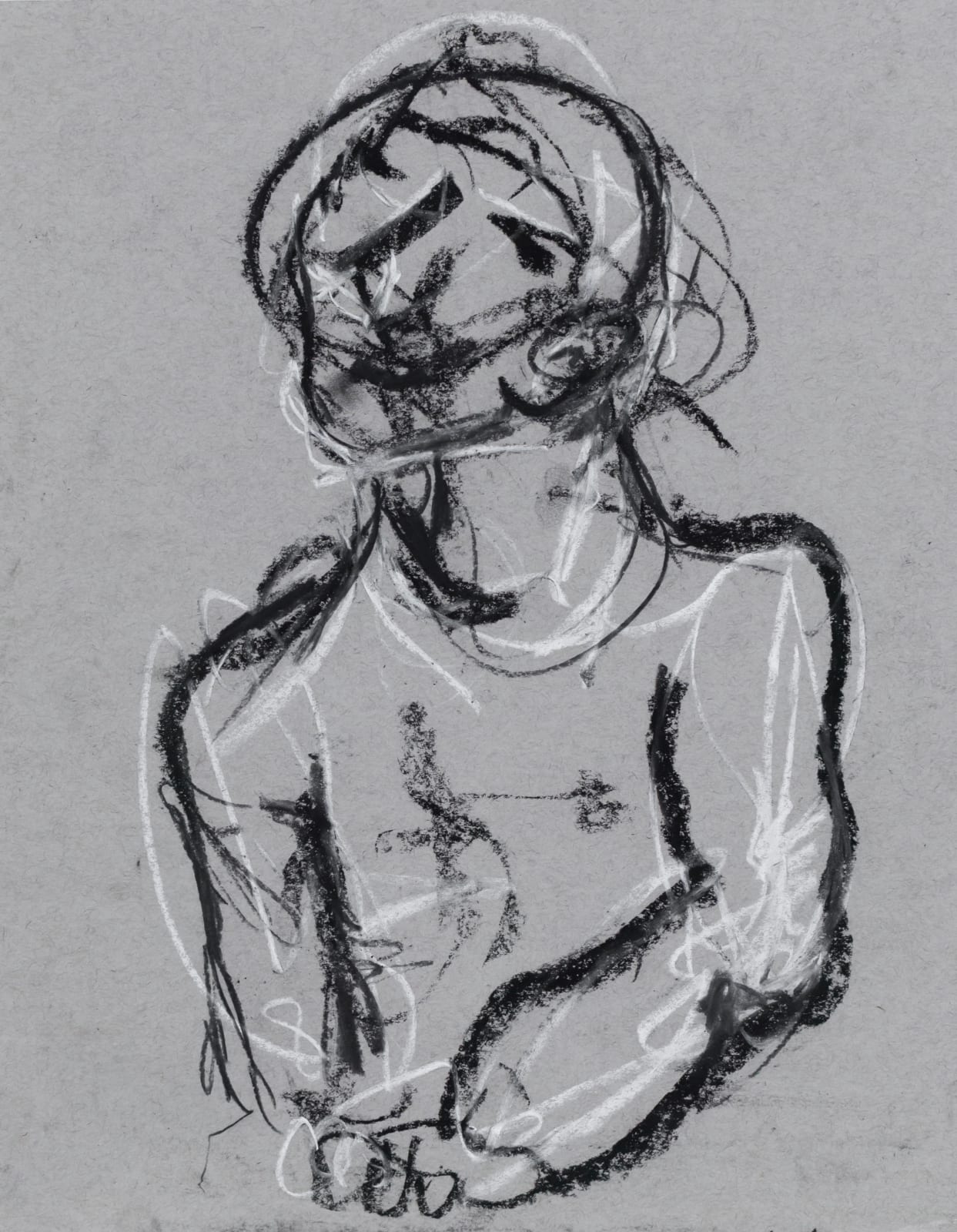 Maitha Abdalla Body Studies , 2022 Charcoal on paper 50 x 30 cm 19 3/4 x 11 3/4 in