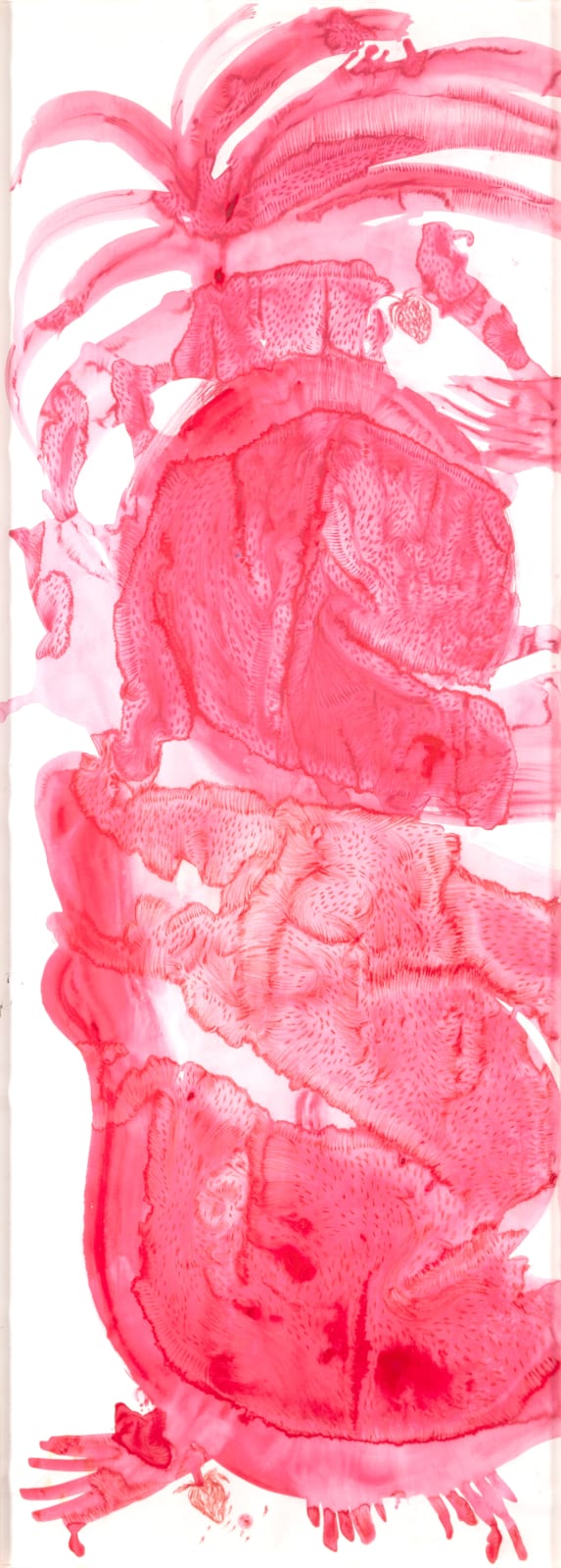 Alymamah Rashed My Reds Will Grow A Strawberry Field #1, 2024 Watercolor and dry pastel on paper 260 x 90 cm 102 3/8 x 35 3/8 in (C01013)