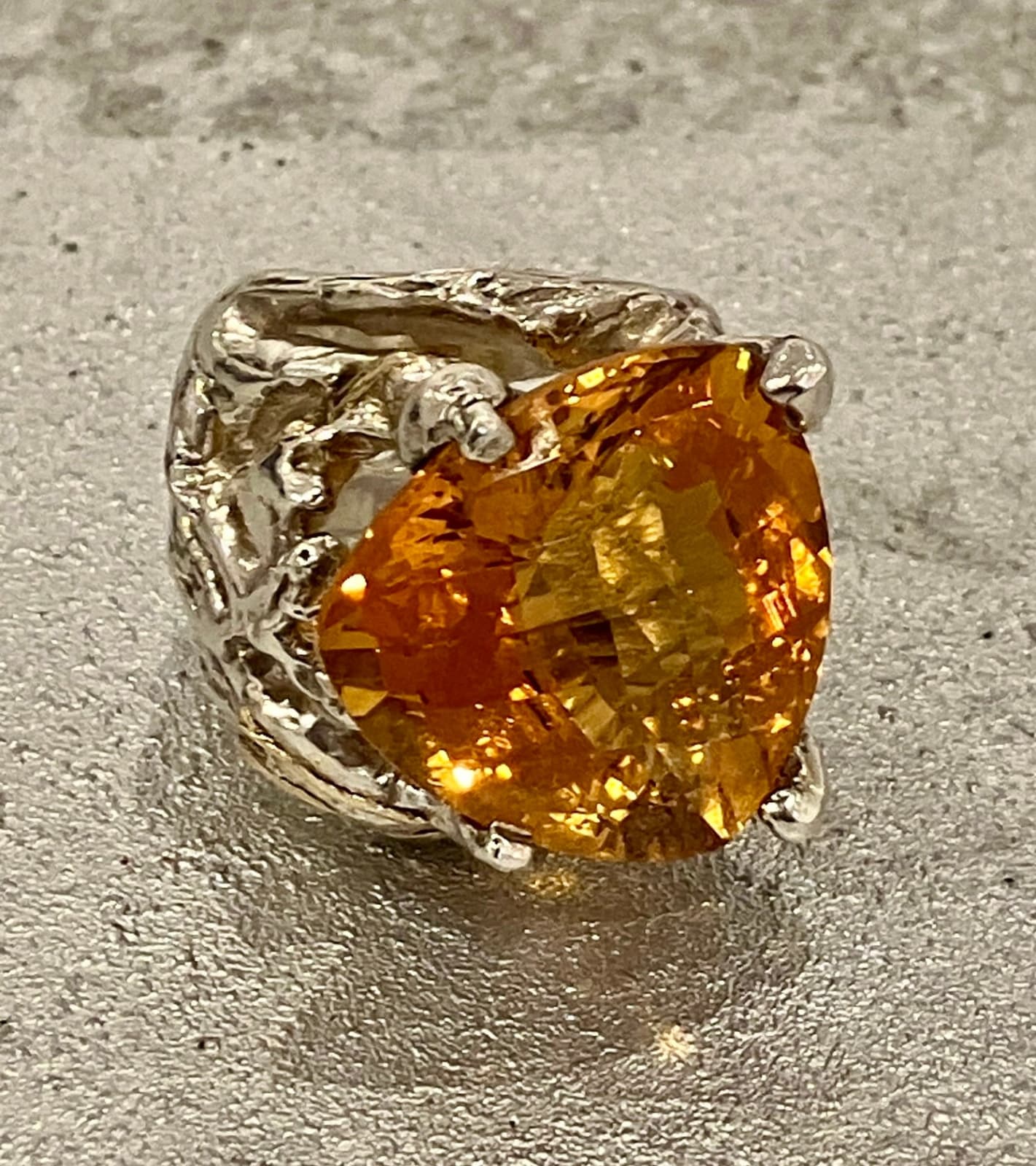 Yamina, 'Sauvage Brindilles' Citrine and Sculpted Silver Ring
