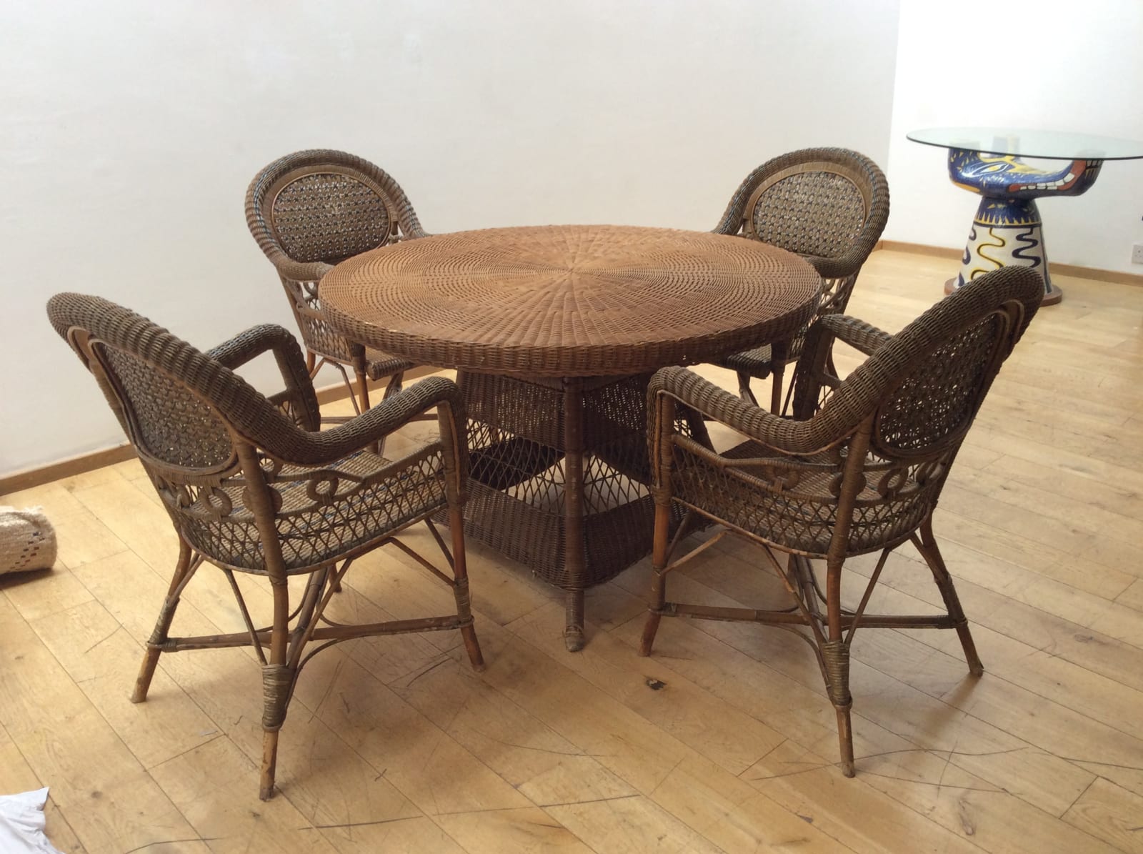 Rattan Dining Table and 4 Dining Chairs | Themes and Variations