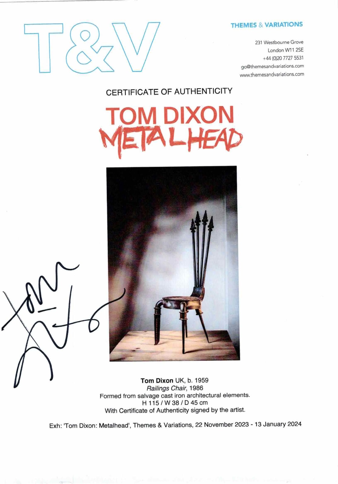 Tom Dixon, Railings Chair, 1986