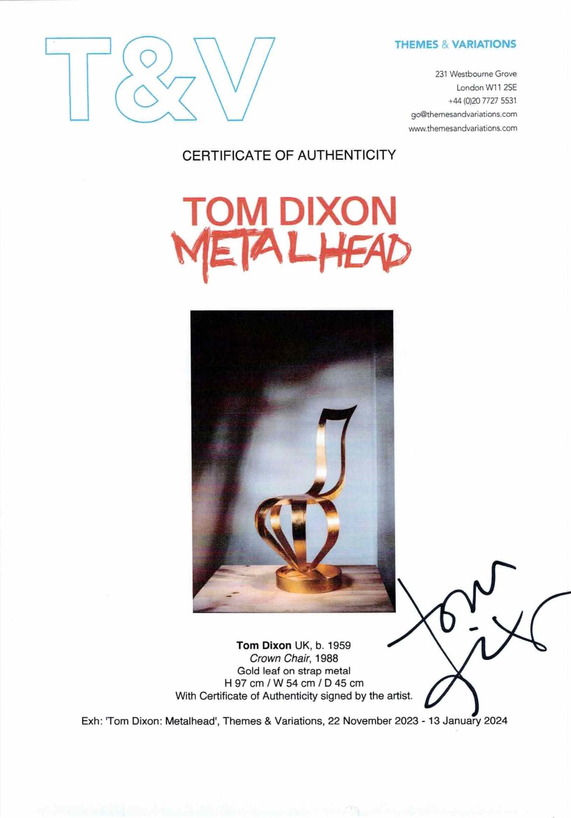 Tom Dixon, Crown Chair, 1988