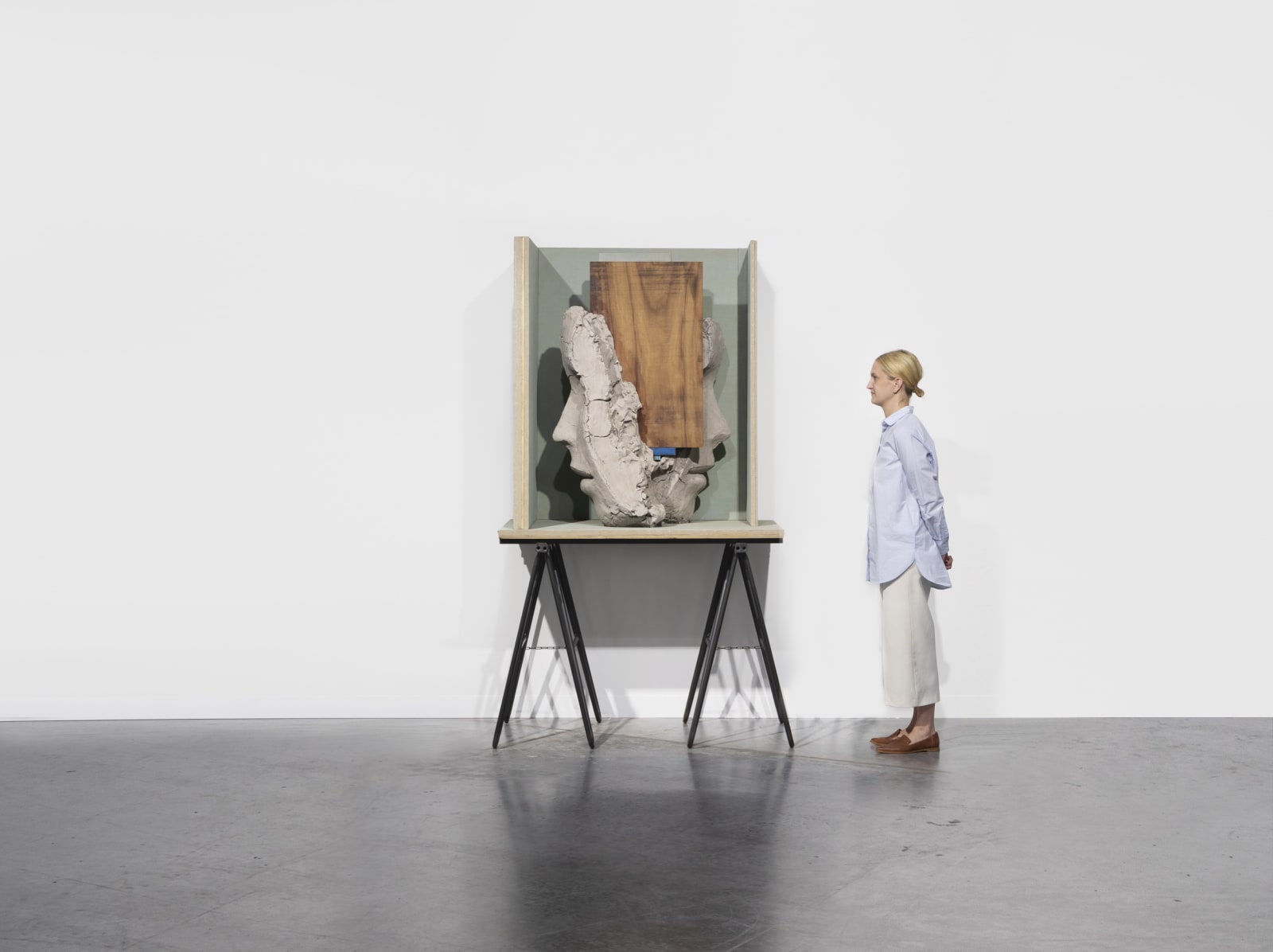 Image of Double Head with Blue Painting