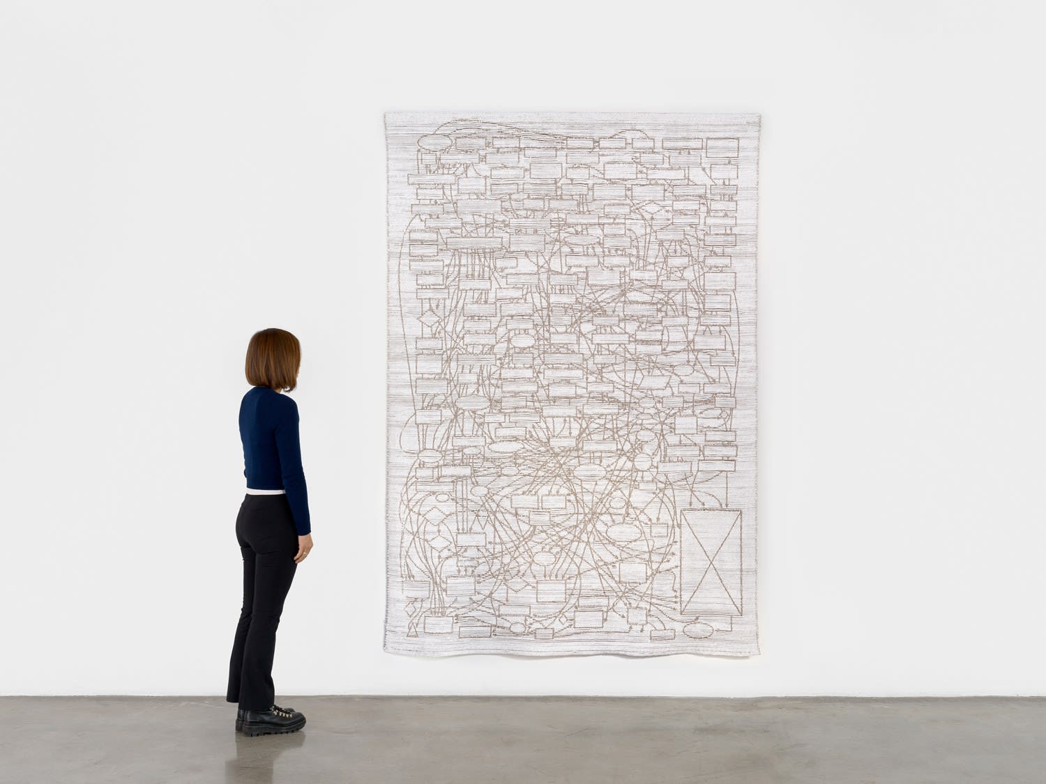 Image of Tapestry (Flowchart, Vertical Abstraction), Linen on Paint .