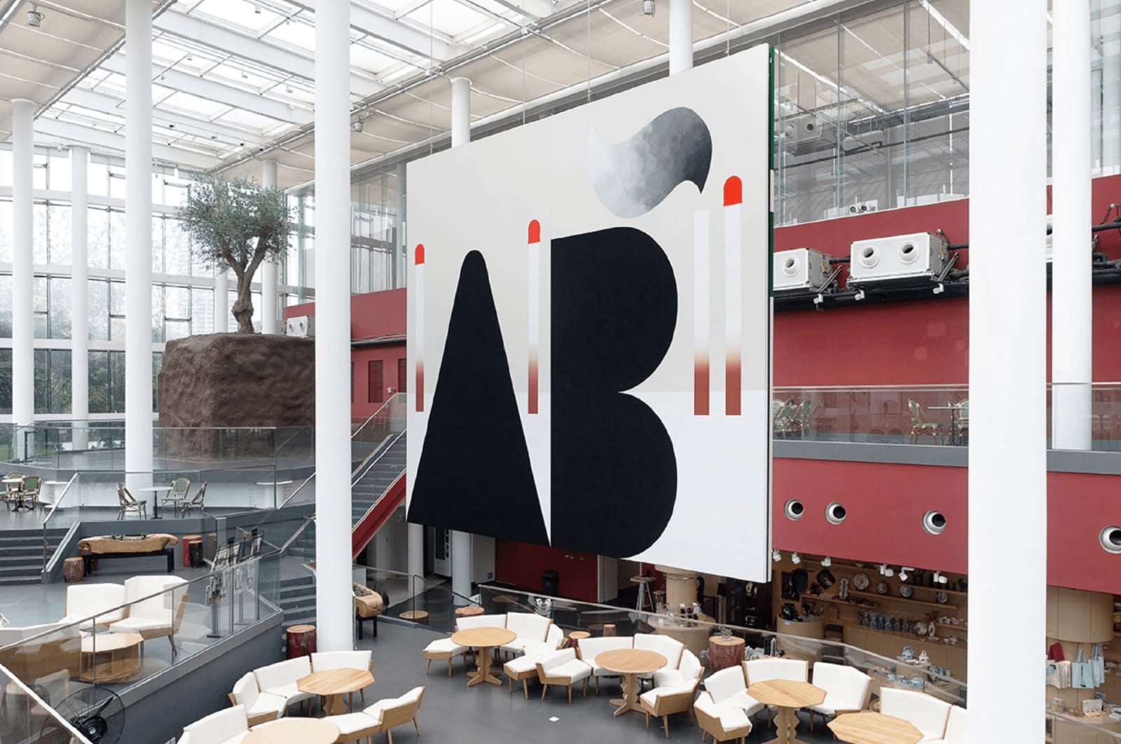 installation view of large mural at Yuz Museum