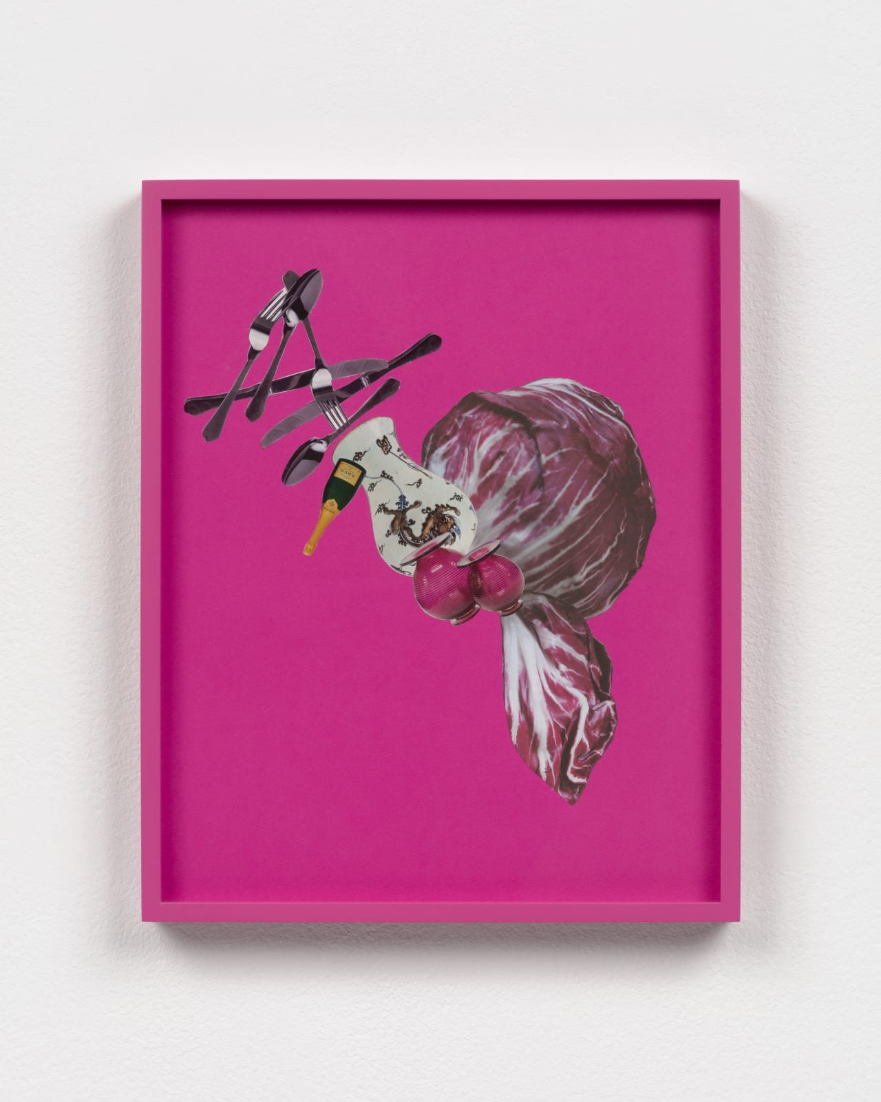 Image of Catachresis on paper #78 (head of radicchio, boca de jarro, teeth of the fork, neck of the bottle)