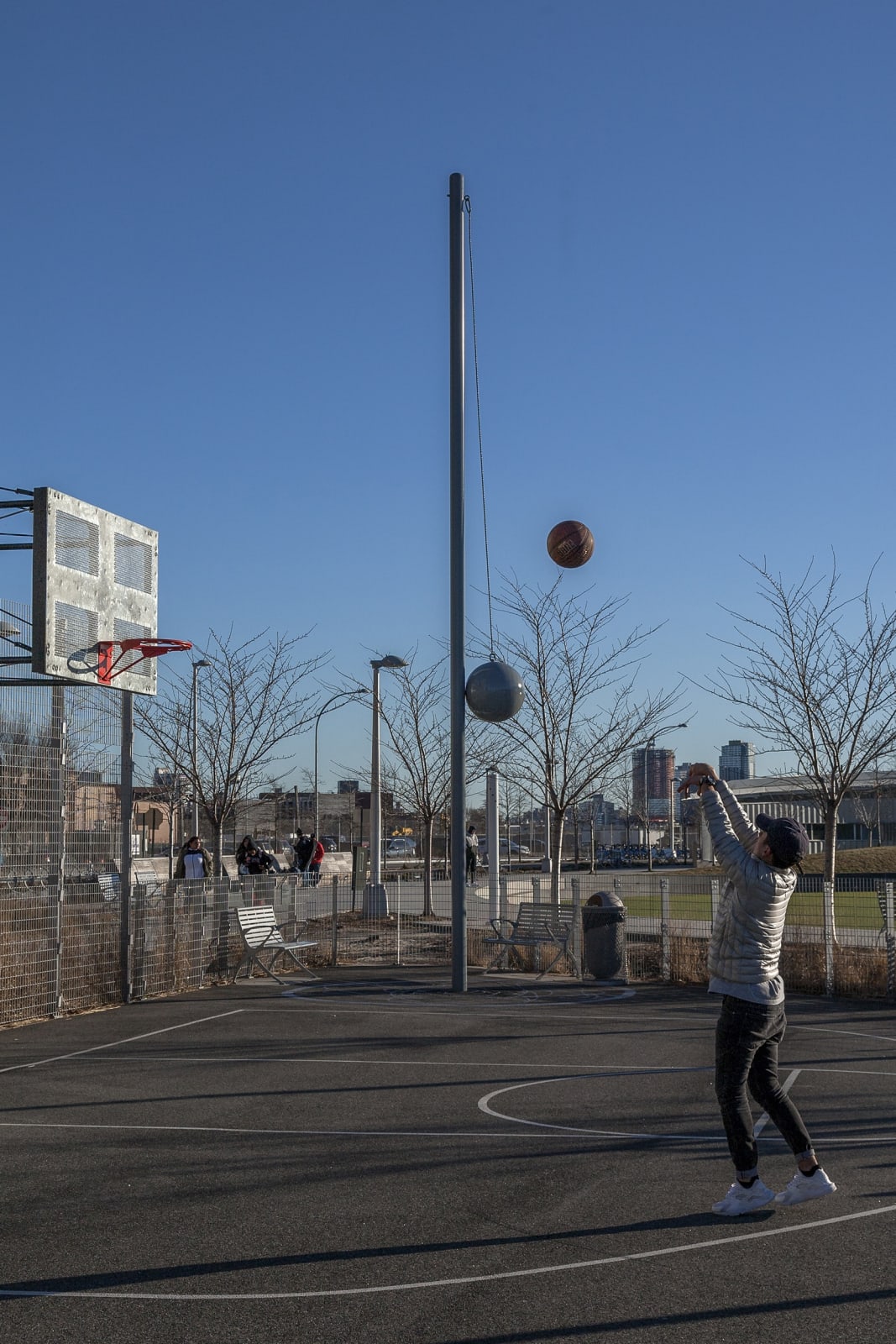 image of tetherball sculpture outside