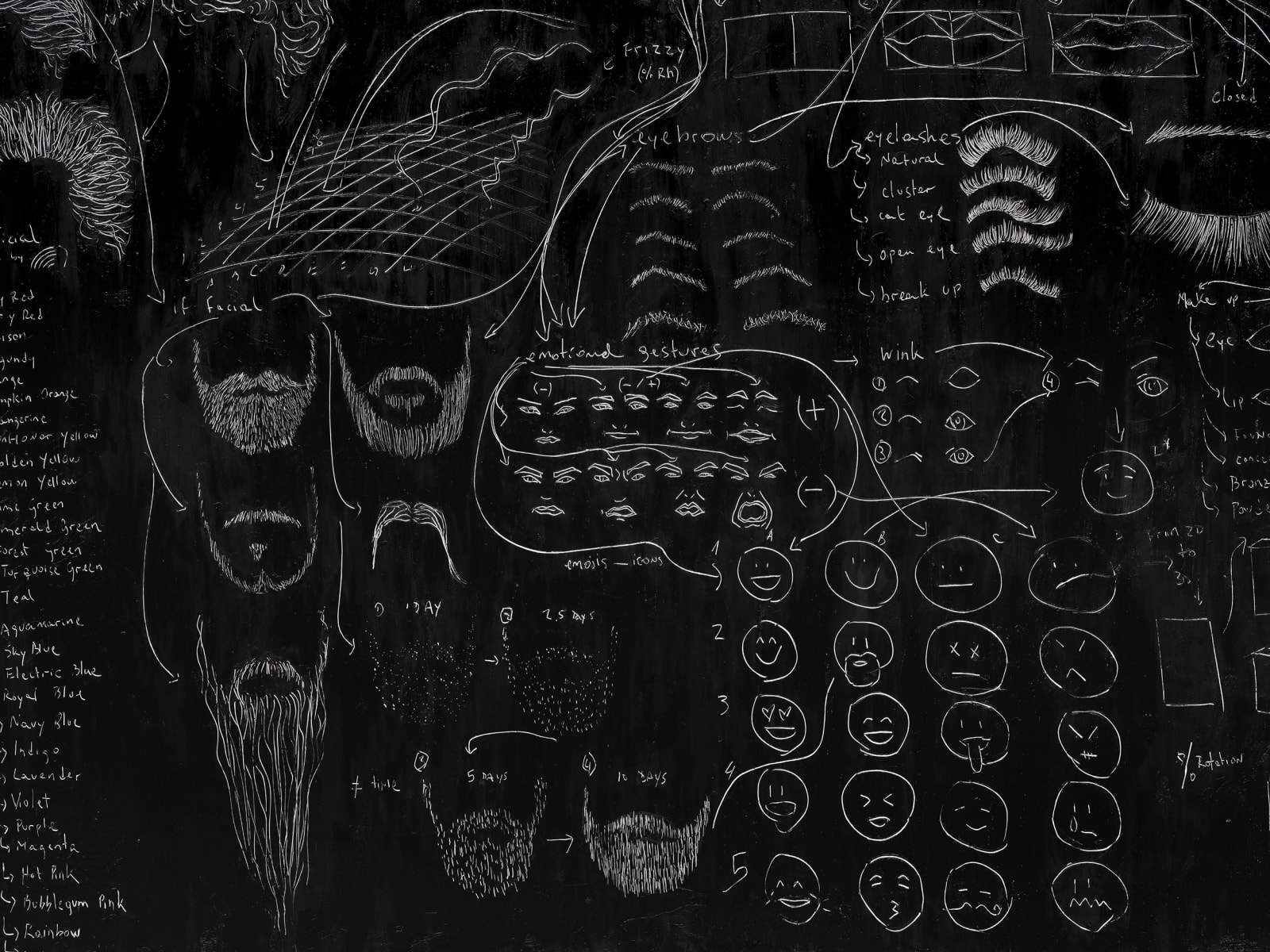 a detail of a black and white panel drawing of how to draw a landscape on a white wall