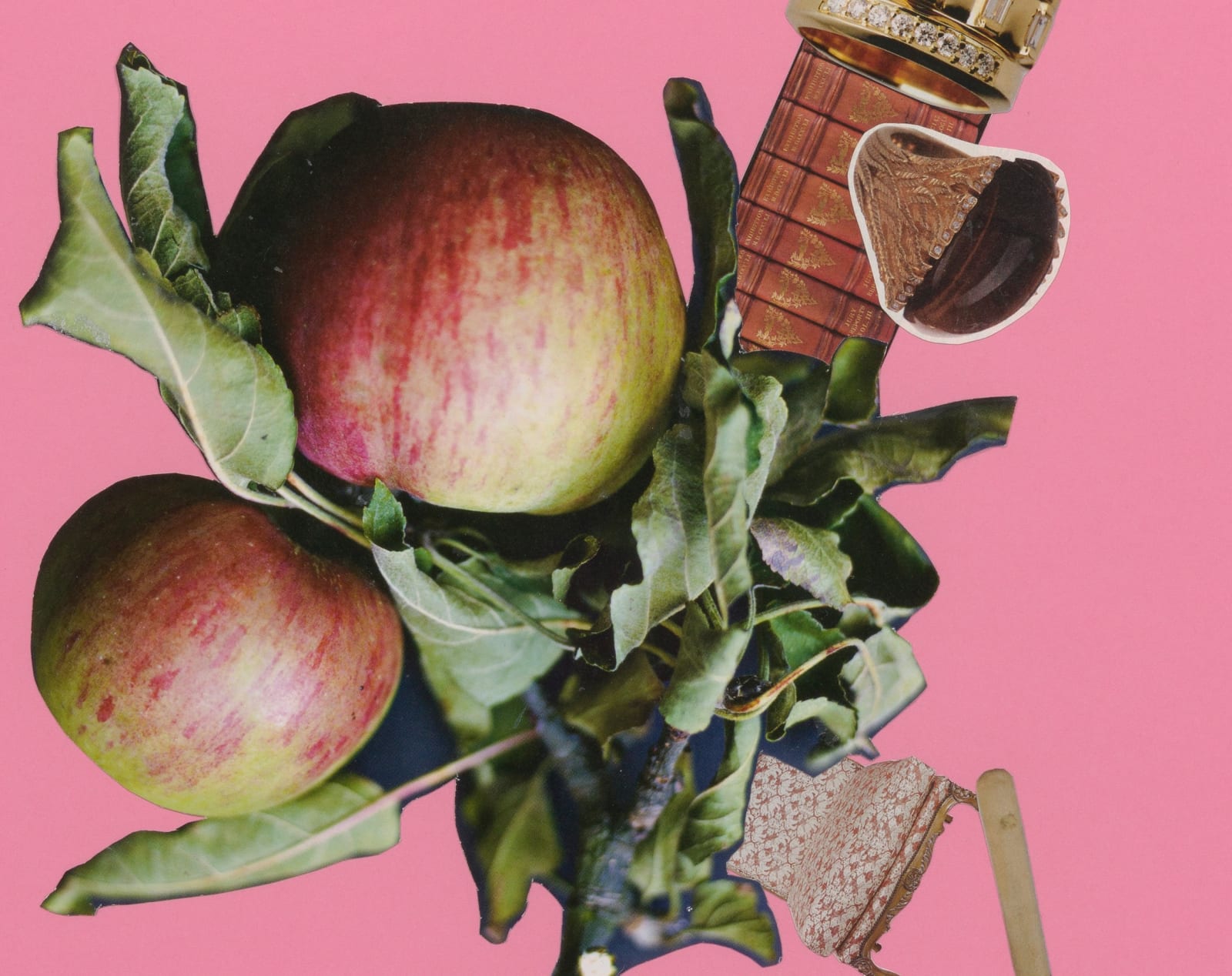 Image of Catachresis on paper #62 (the face of the crystal, the spine of the book, el corazón de manzana, the heel of the shoe, the leg of the chair, teeth of the fork)