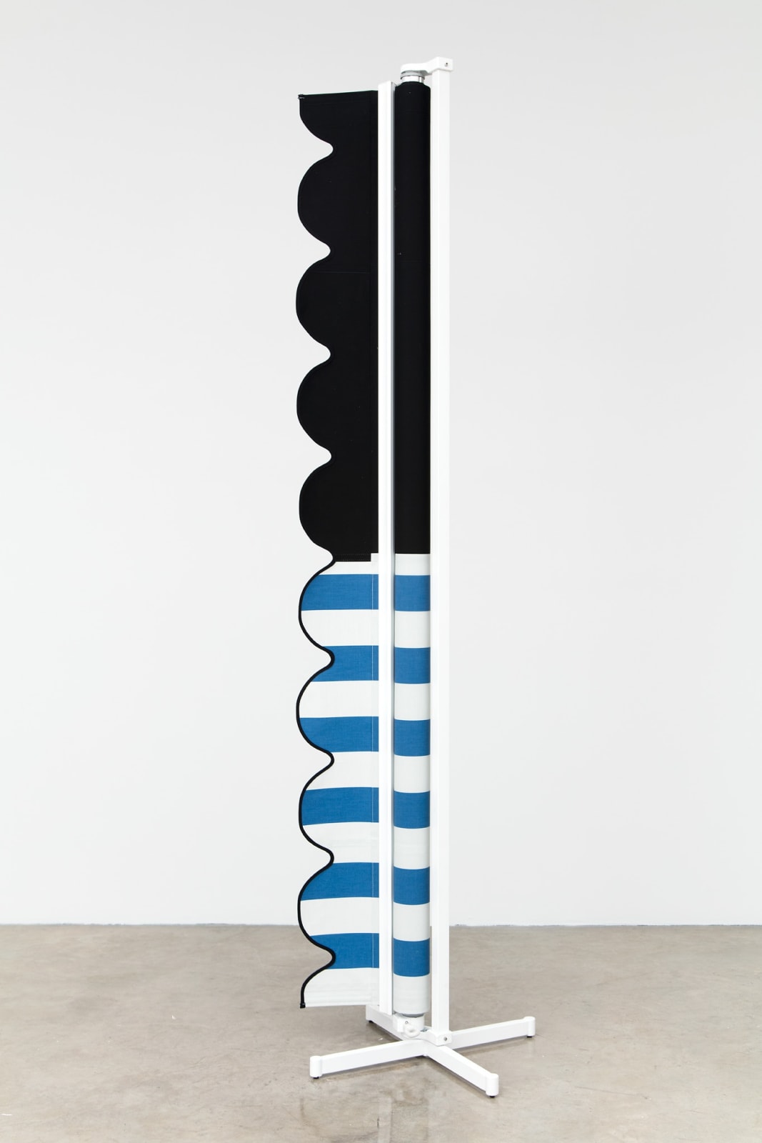 Vertical Awning (blue stripes & black)