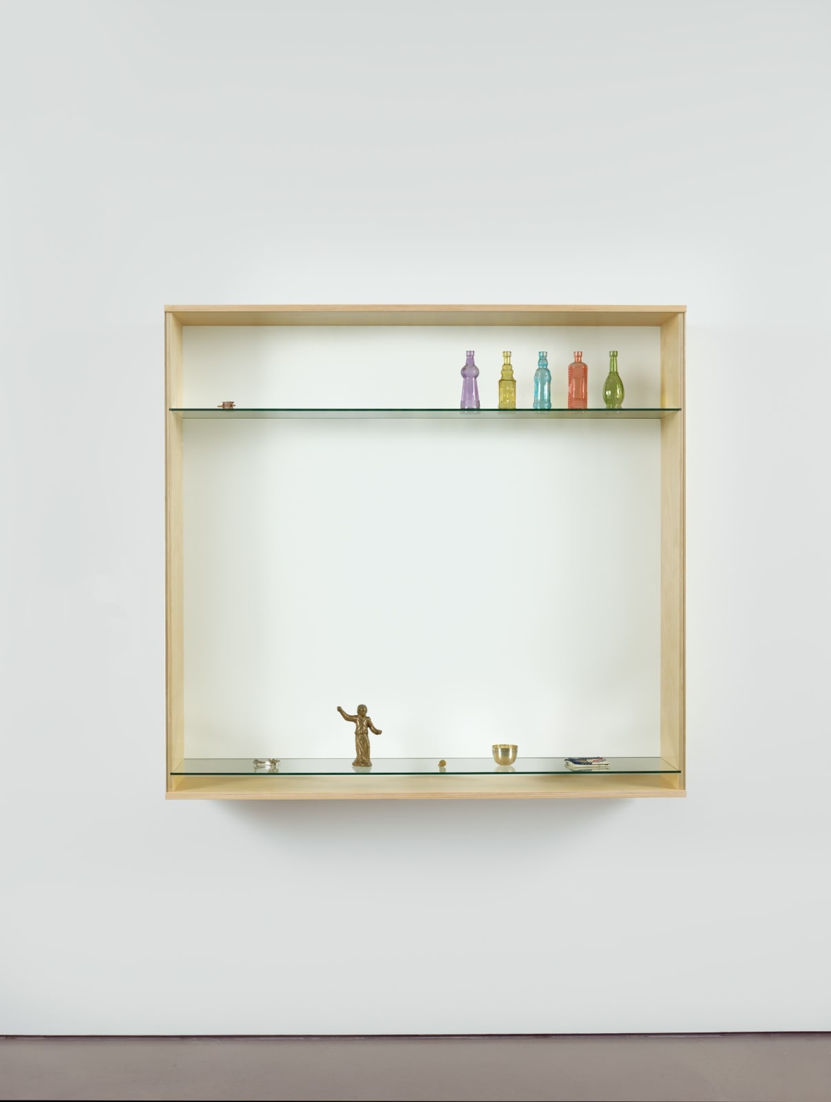 Untitled (5 bottles, noisemaker, angel, stamp, cup, pendant, handkerchief, dreidel)