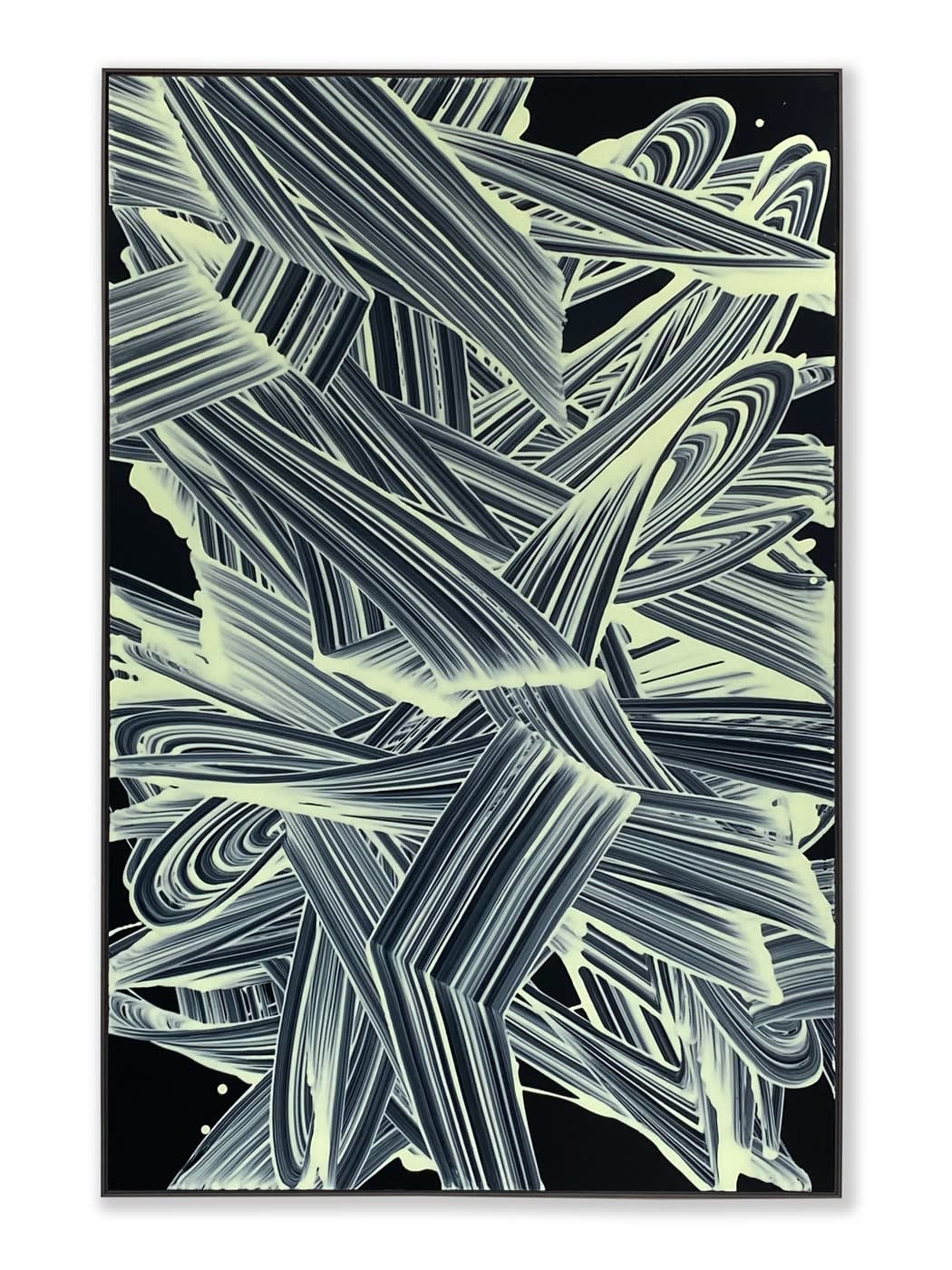 Peter Zunder, Metal STREAK, light yellow on black aluminum , 2021